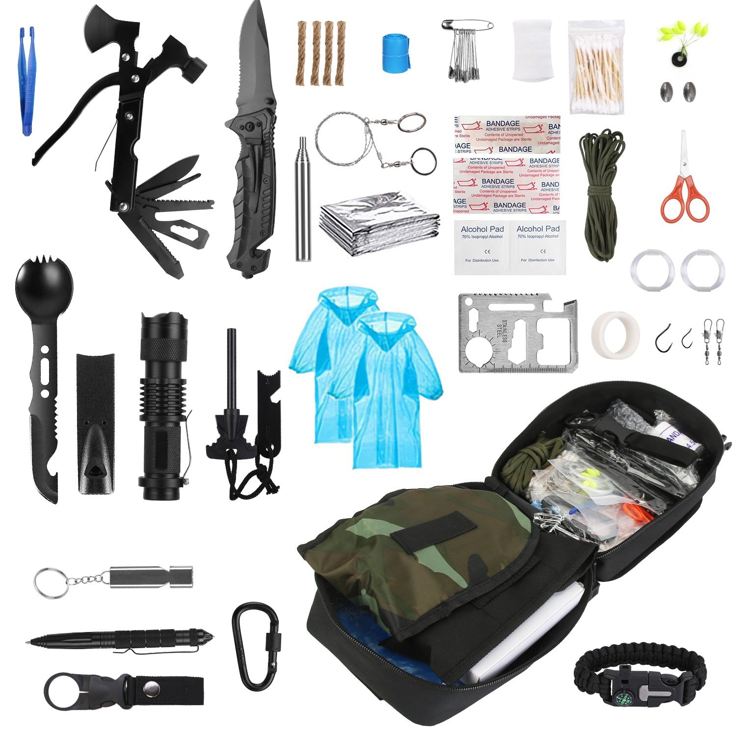 121Pcs Survival Kits Professional Emergency Survival Gear Tactical First Aid Kit Supplies for Outdoor Adventure Camping Hiking Hunting - Energize Trek