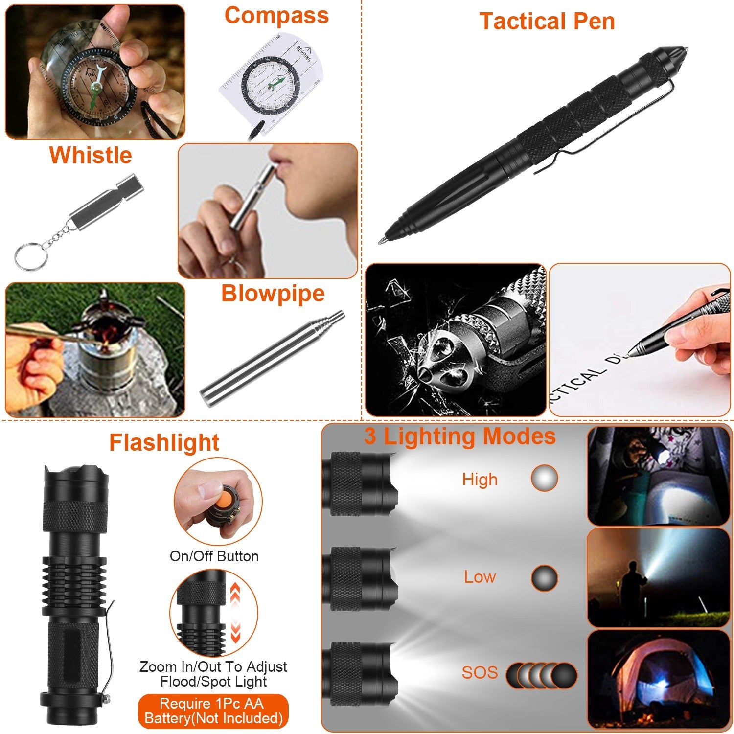 125Pcs Survival Kits Professional Emergency Survival Gear Tactical First Aid Kit Supplies for Outdoor Adventure Camping Hiking Hunting - Energize Trek