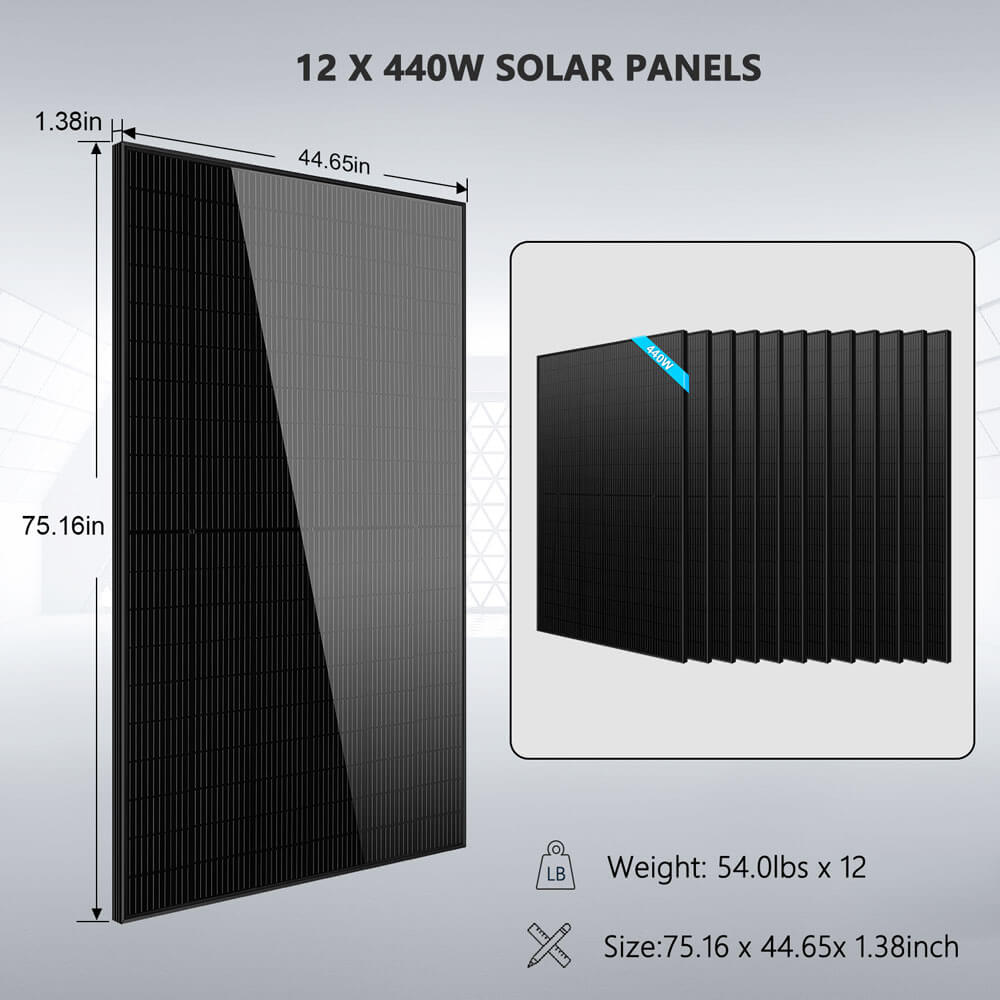 Complete off Grid Solar Kit 12000W 48V 120V/240V output 10.24KWH Lithium Battery 5400 Watt Solar Panel SGK-12MAX - Energize Trek