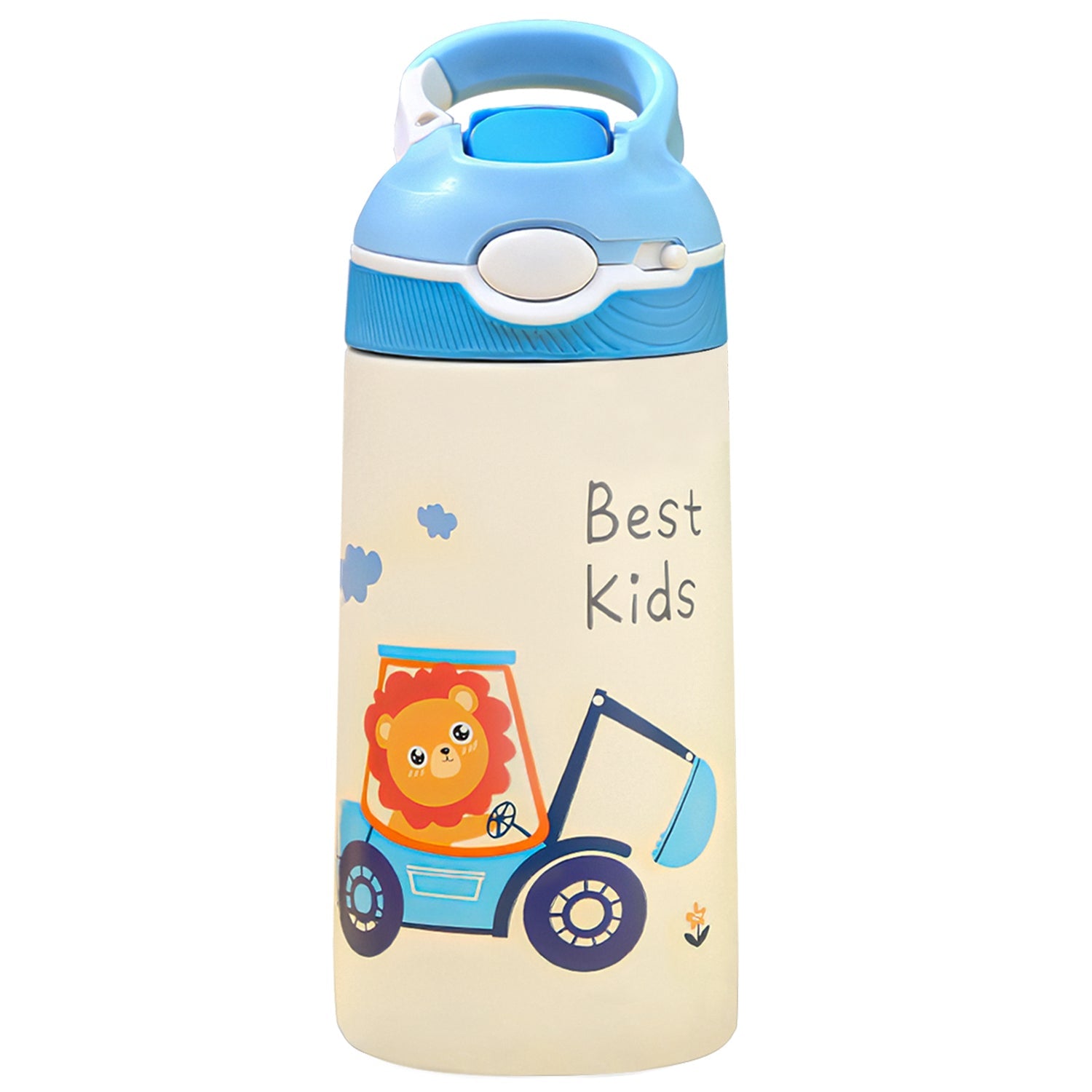 13.5Oz Insulated Stainless Steel Water Bottle Leak-proof Bottle for Kids with Straw Push Button Lock Switch Sports Water Bottle for Toddlers Boys Girl - Energize Trek