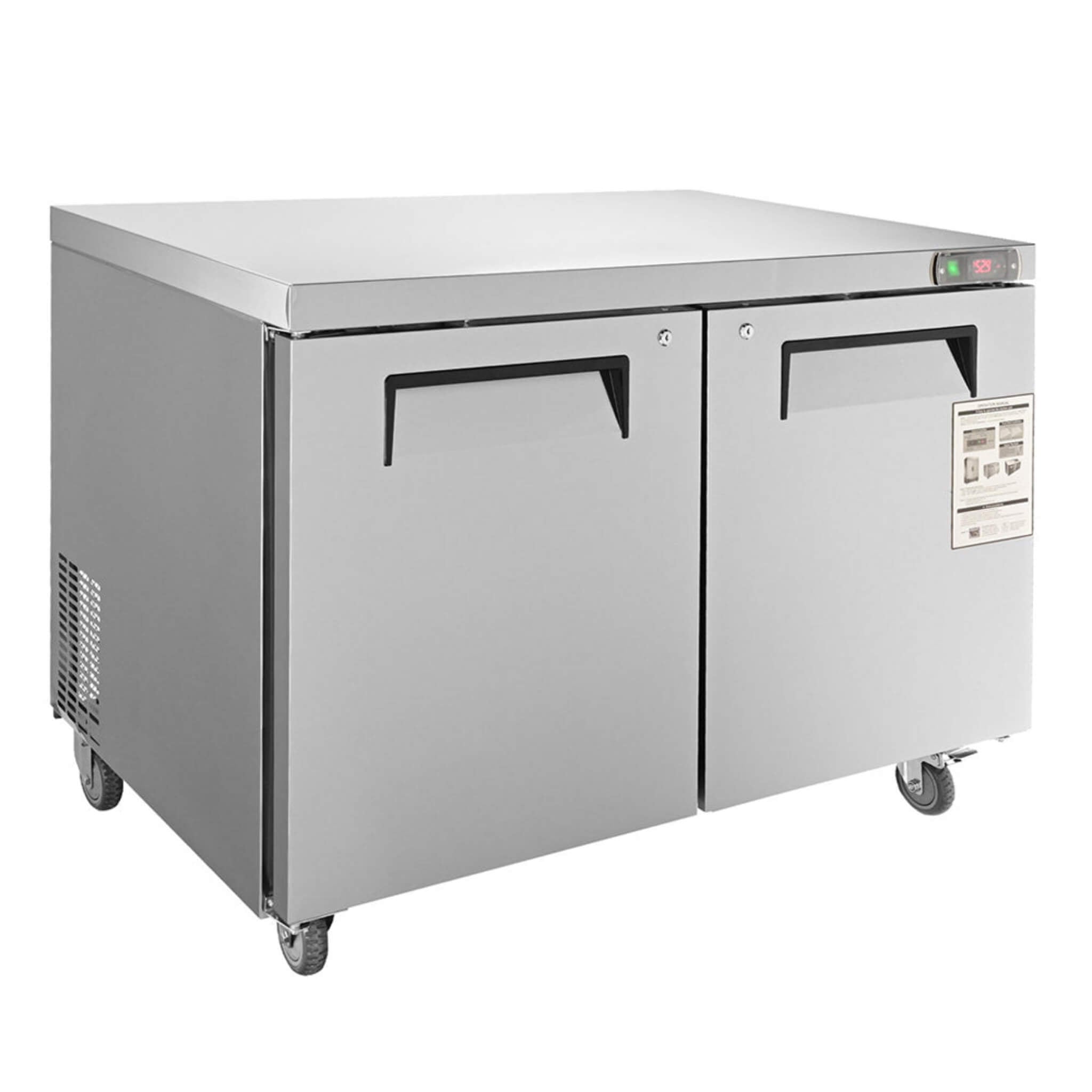 12.9 Cu.Ft 2-Door Commercial Stainless Steel Worktop Undercounter Refrigerator, 48" (SAK13725) - Energize Trek