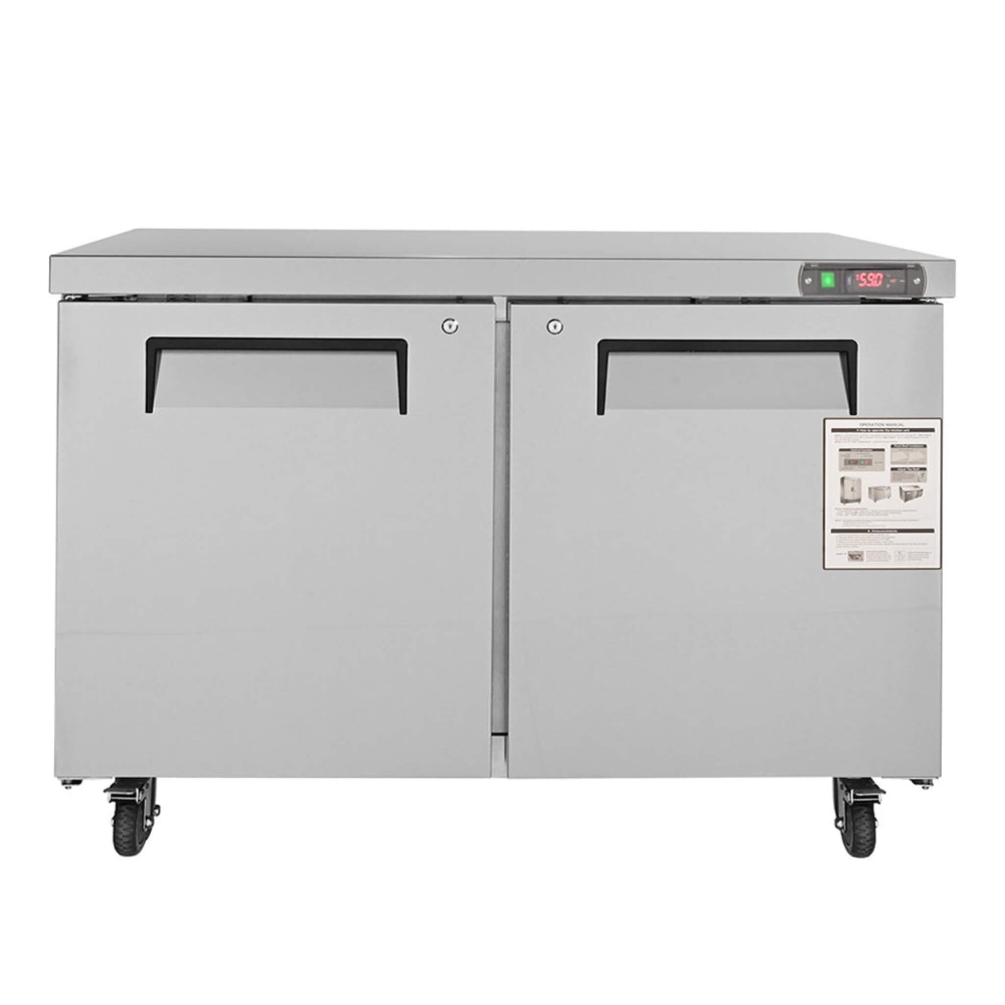 12.9 Cu.Ft 2-Door Commercial Stainless Steel Worktop Undercounter Refrigerator, 48" (SAK13725) - Energize Trek