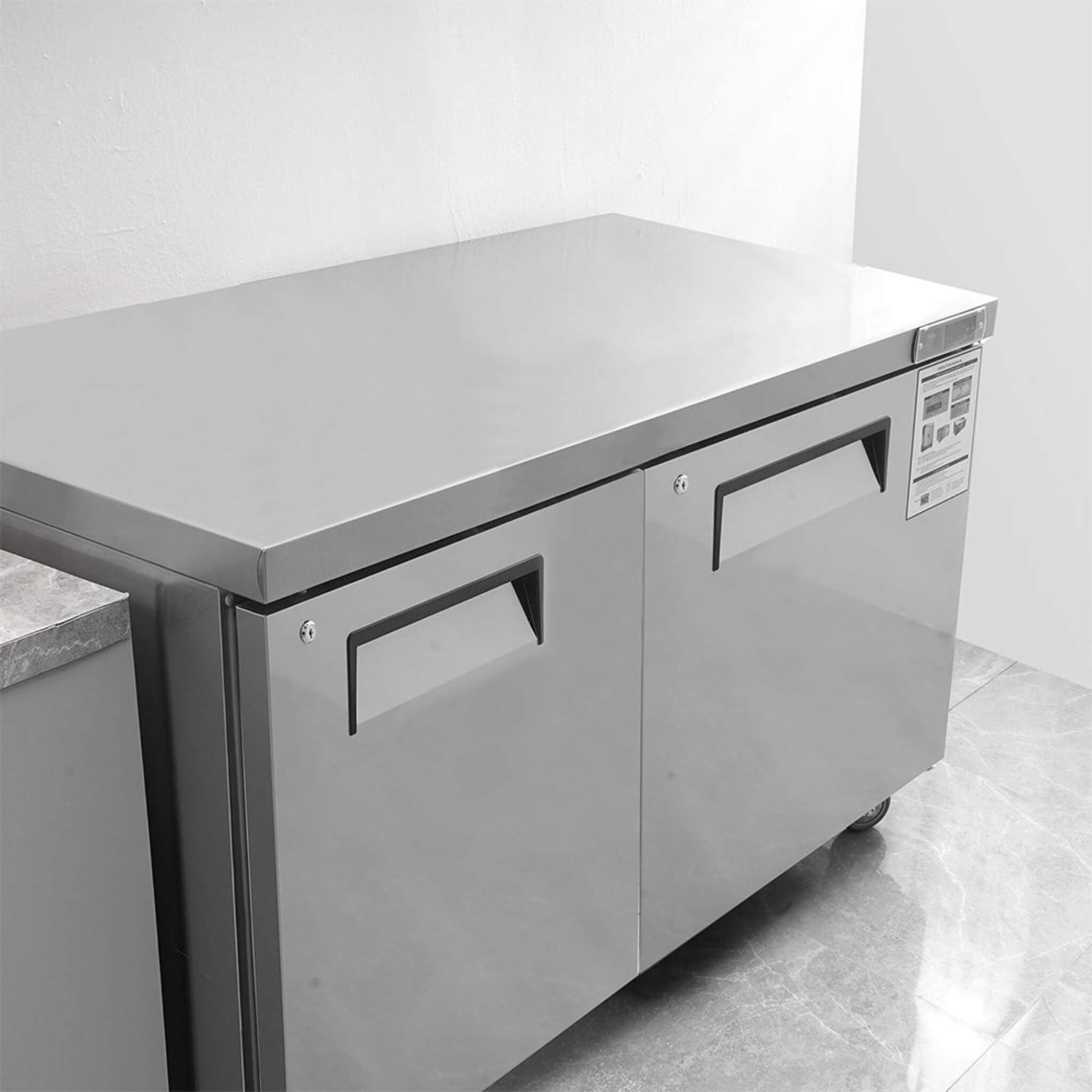 12.9 Cu.Ft 2-Door Commercial Stainless Steel Worktop Undercounter Refrigerator, 48" (SAK13725) - Energize Trek