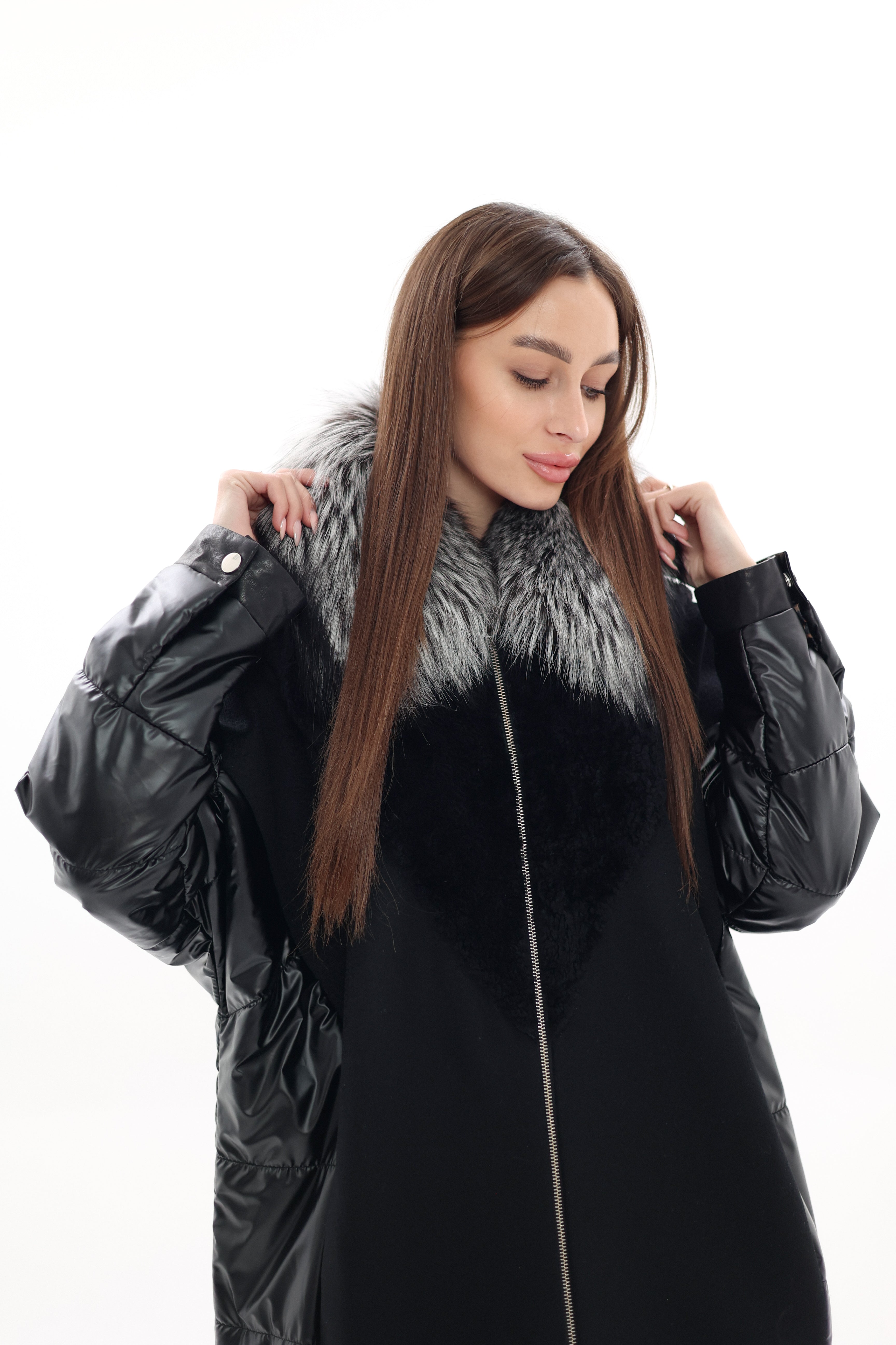 Genuine Silver Fox Fur Italian Cashmere Wool Freudenberg Comfortemp® Coat - Energize Trek