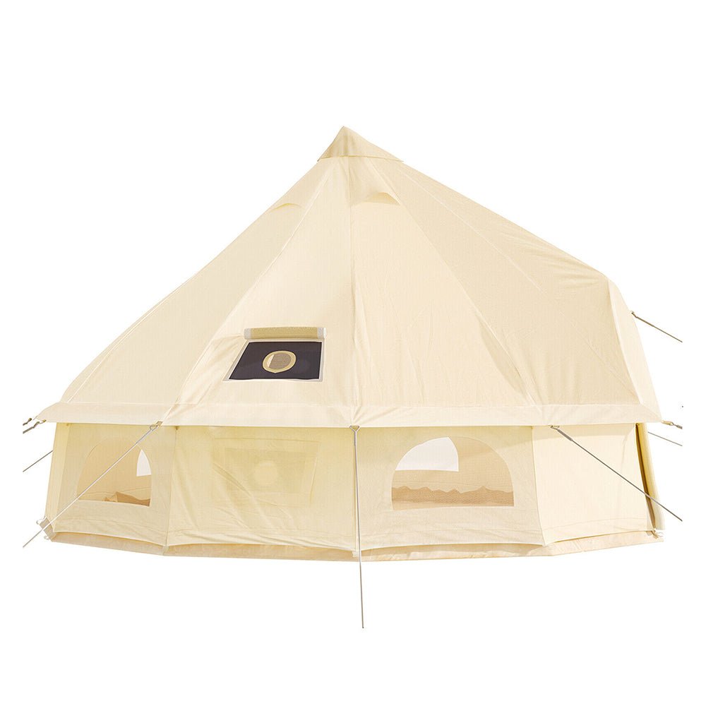 13FT Outdoor Glamping Yurt Teepee Canvas Camping Bell Family Waterproof Tent W/ Stove Jack (SAK92361) - Energize Trek