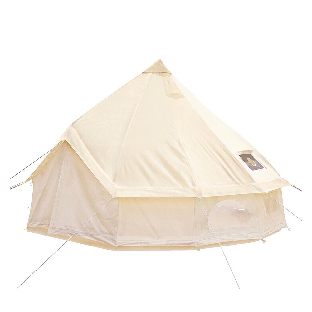 13FT Outdoor Glamping Yurt Teepee Canvas Camping Bell Family Waterproof Tent W/ Stove Jack (SAK92361) - Energize Trek