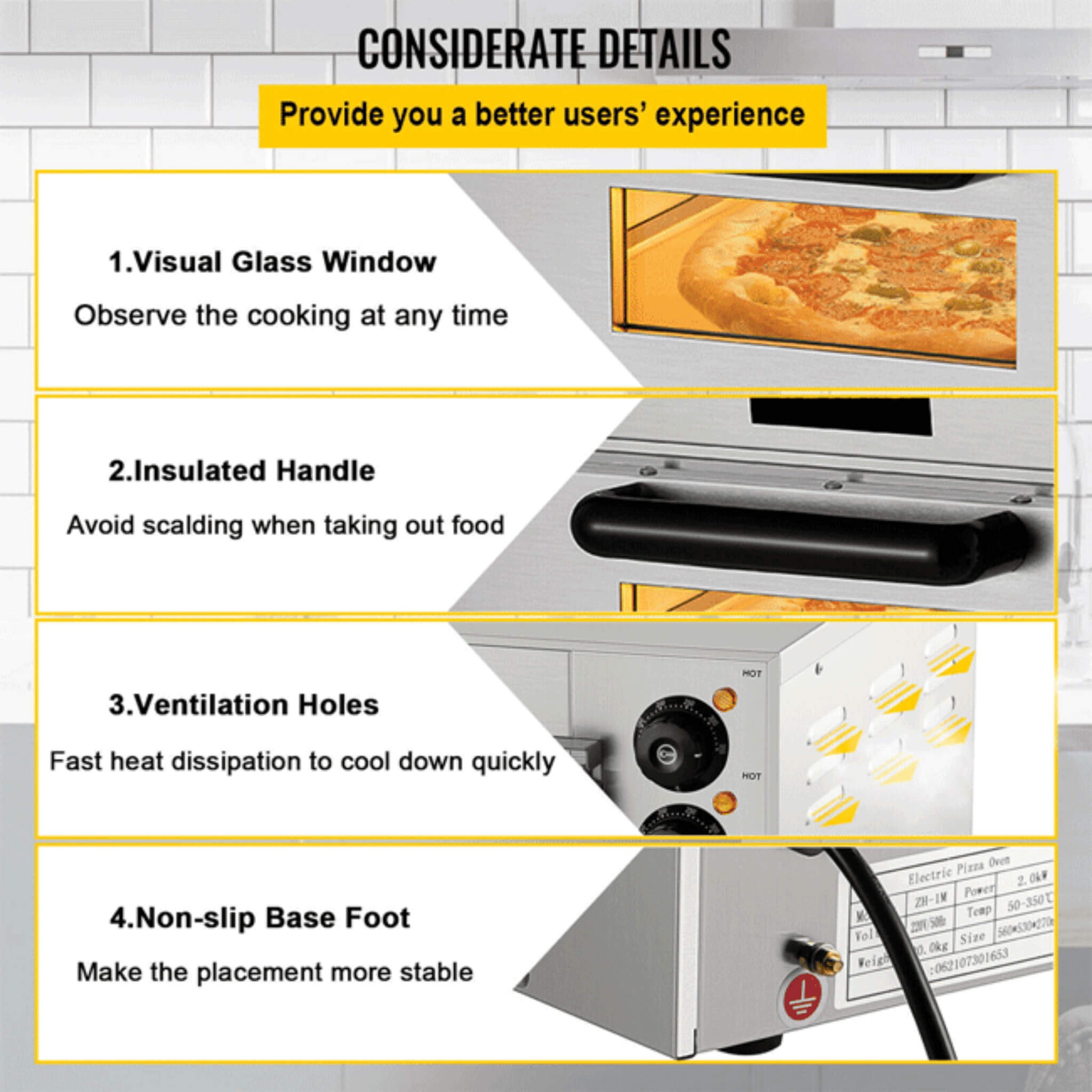 14" Electric Single Deck Countertop Commercial Pizza Oven (SAK92582) - Energize Trek