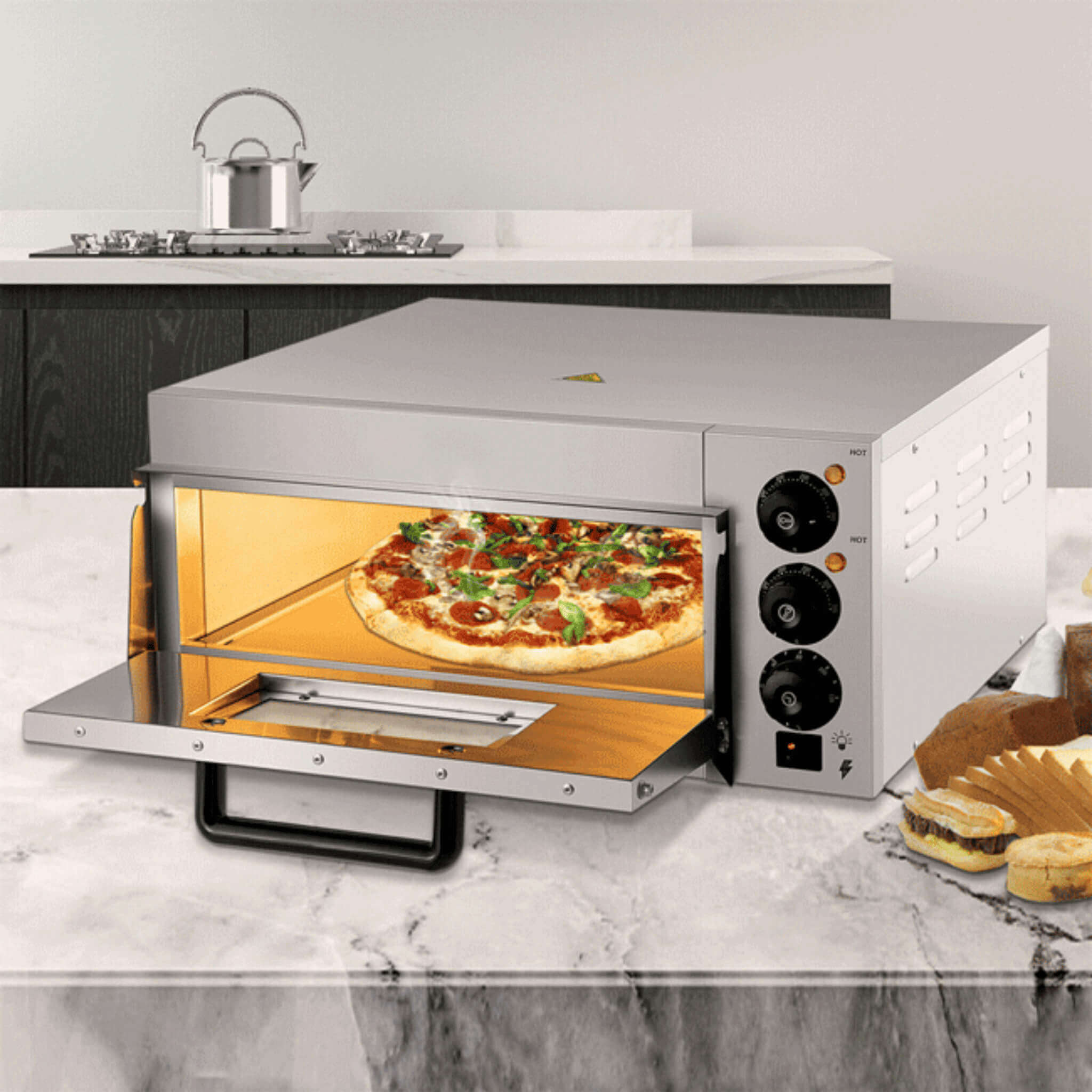14" Electric Single Deck Countertop Commercial Pizza Oven (SAK92582) - Energize Trek
