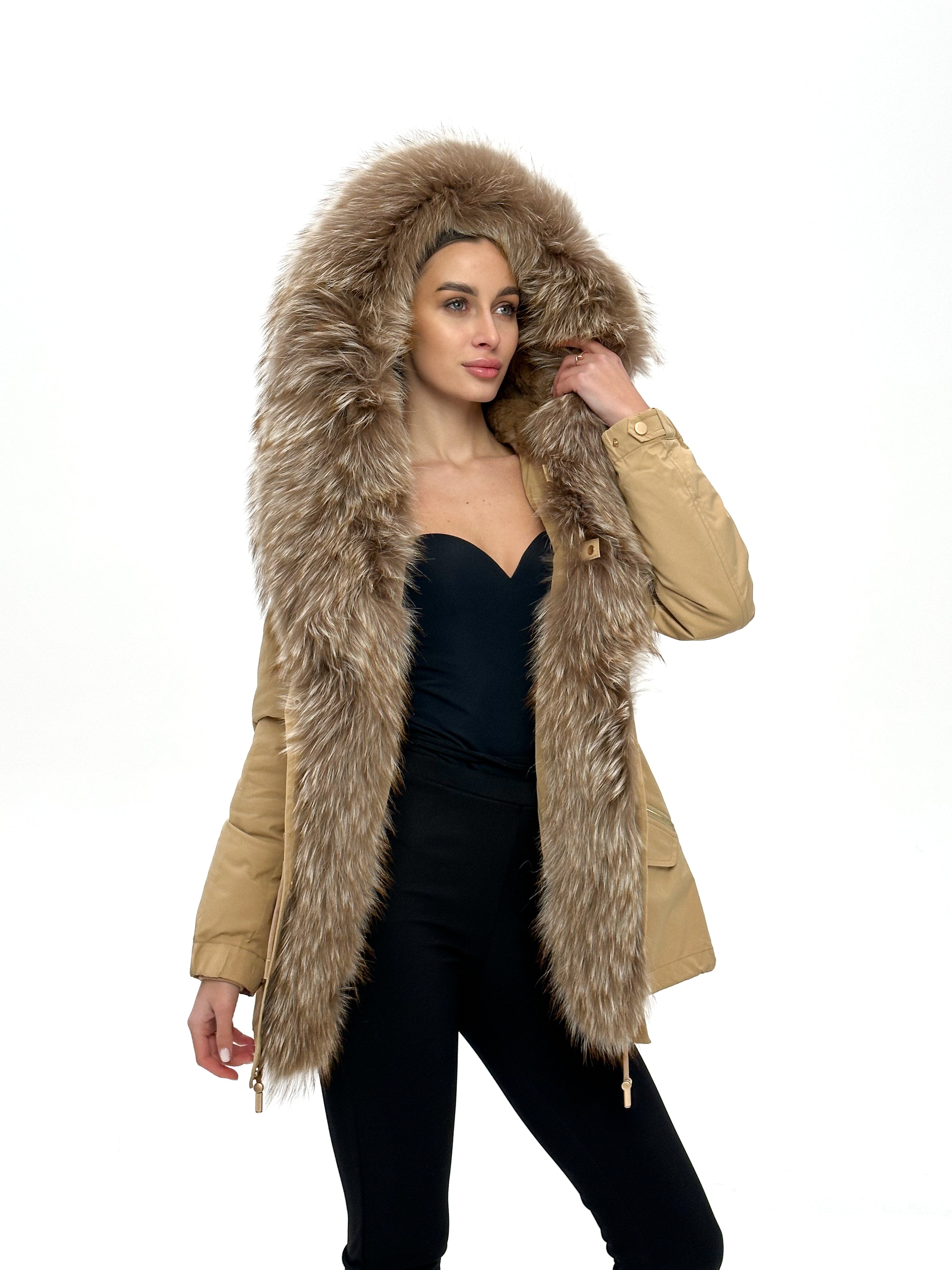 Genuine Silver Fur Trim Parka with Rabbit Fur Insulation - Energize Trek