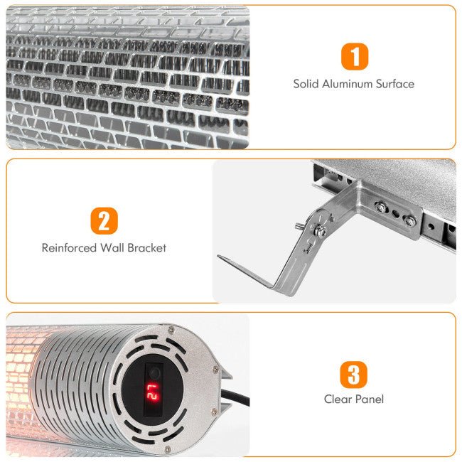 1500W Electric Indoor/Outdoor Waterproof Infrared Patio Heater W/ 2 Power Settings (91826957) - Energize Trek