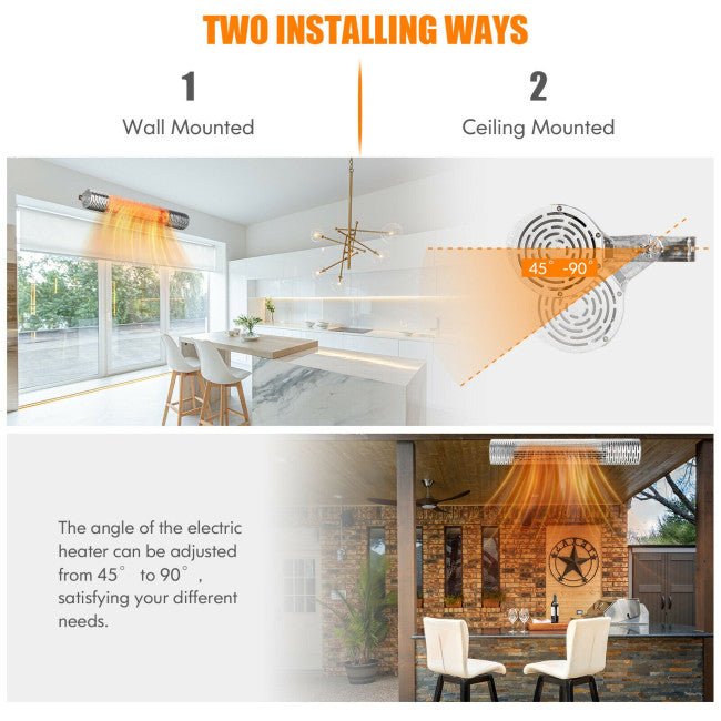 1500W Electric Indoor/Outdoor Waterproof Infrared Patio Heater W/ 2 Power Settings (91826957) - Energize Trek