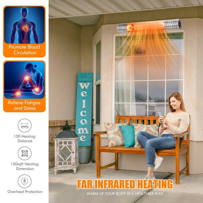 1500W Electric Indoor/Outdoor Waterproof Infrared Patio Heater W/ 2 Power Settings (91826957) - Energize Trek