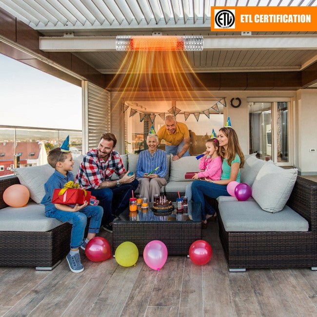 1500W Electric Indoor/Outdoor Waterproof Infrared Patio Heater W/ 2 Power Settings (91826957) - Energize Trek