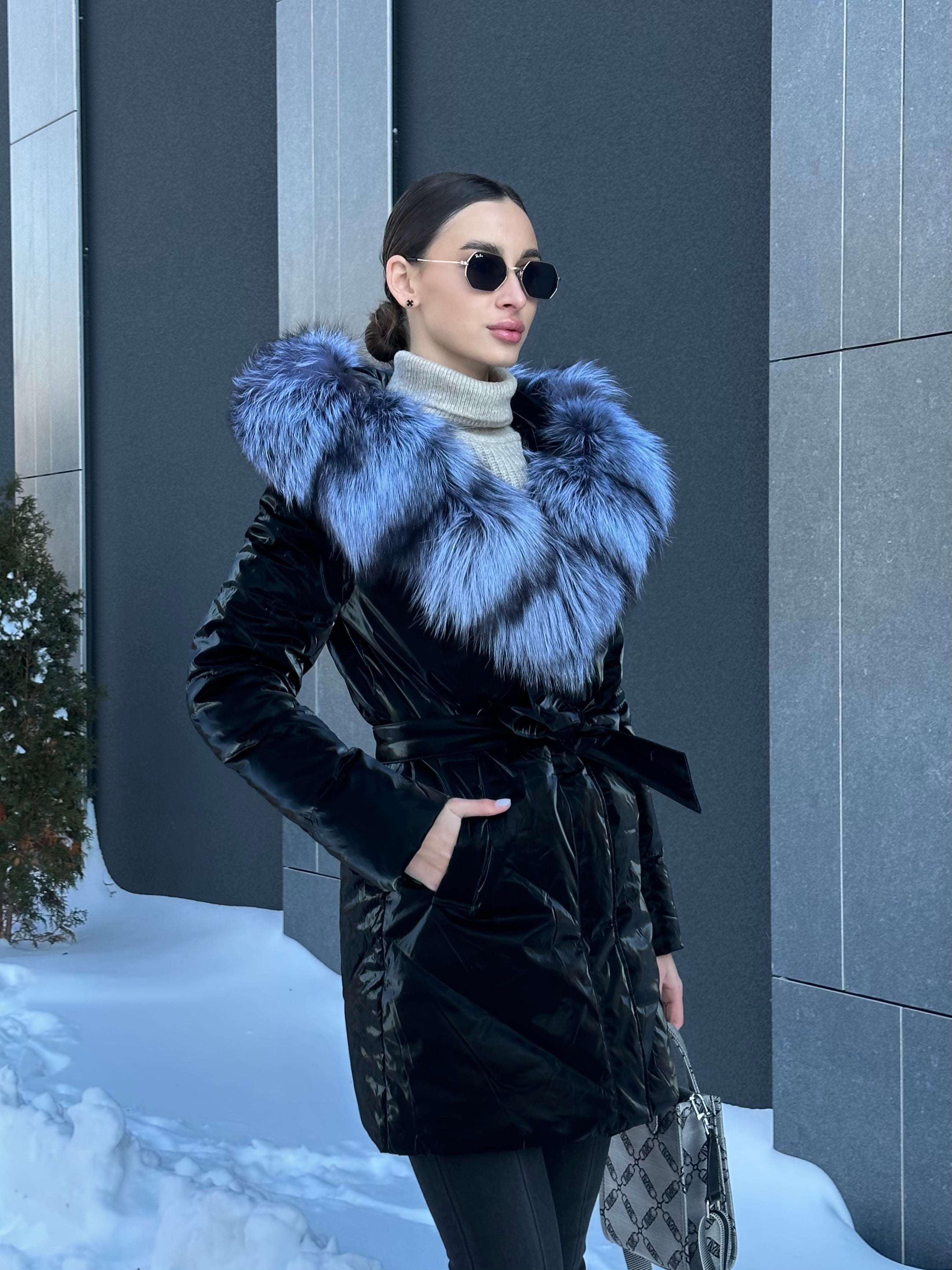 Genuine Silver Fox Fur Down Fill Coat - Energize Trek