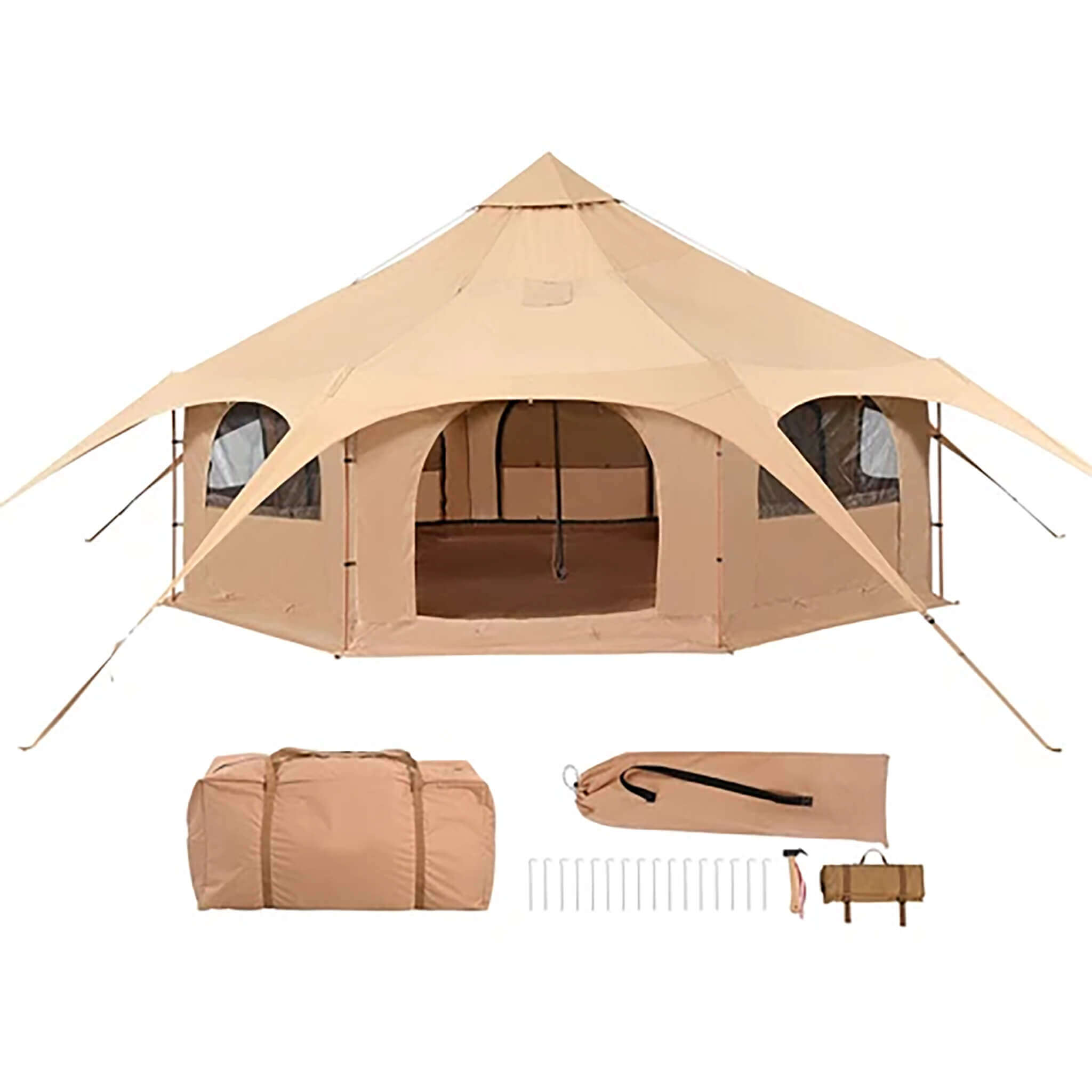 16FT Large Premium 4-Season 8-Person Bell Yurt Tent With Stove Jack (SAK75947) - Energize Trek