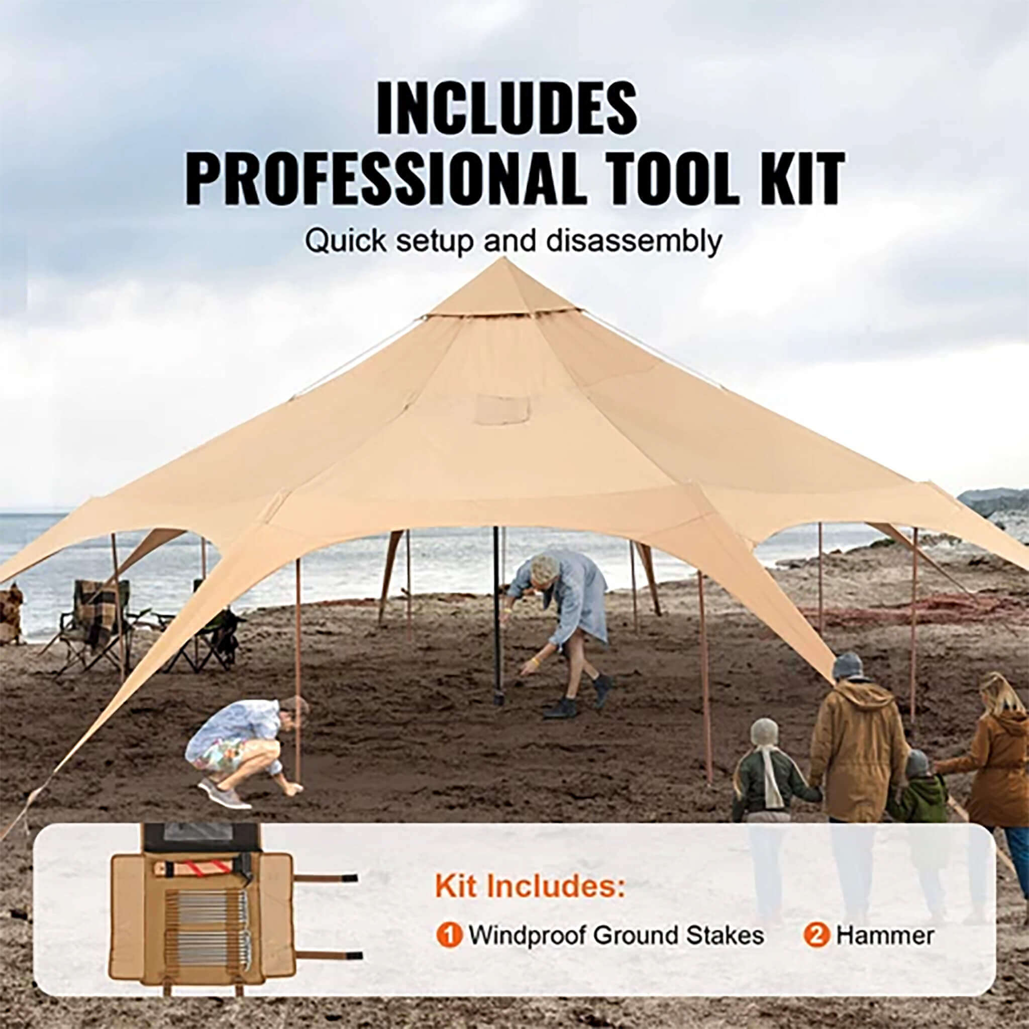 16FT Large Premium 4-Season 8-Person Bell Yurt Tent With Stove Jack (SAK75947) - Energize Trek