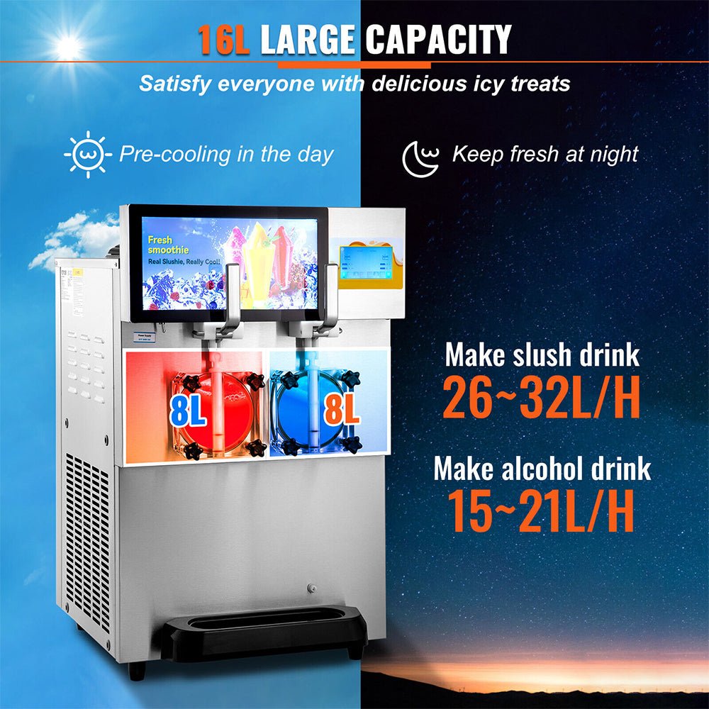 16L Commercial Double Frozen Margarita Ice Slushie Drink Maker Machine, 1155W (SAK95281) - Energize Trek