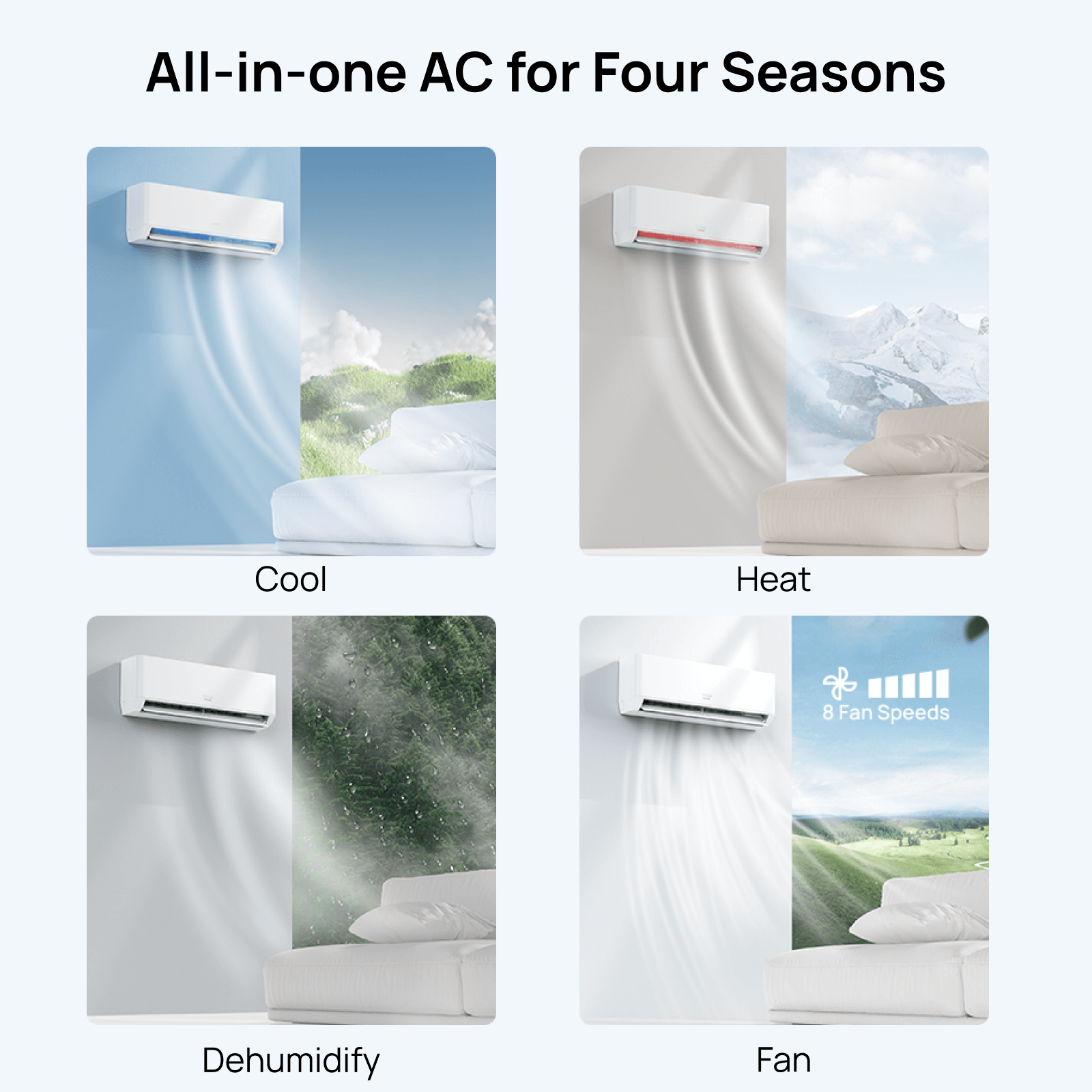 Greenland 9000 BTU WiFi Ductless Mini Split AC with Heat Pump (R454B Refrigerant) - Energize Trek