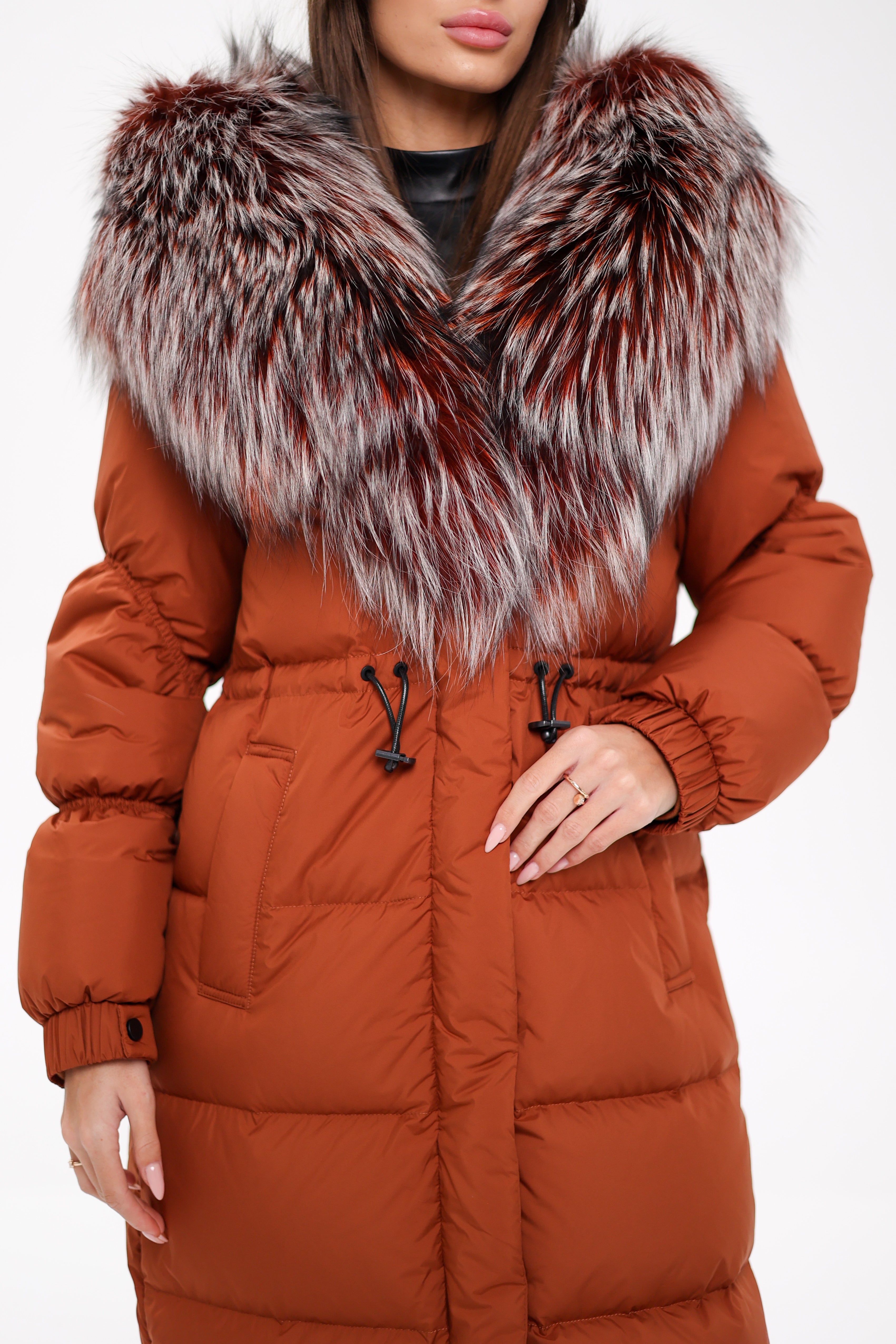 Genuine Silver Fox Fully Lined Hood Down Filled Coat - Energize Trek