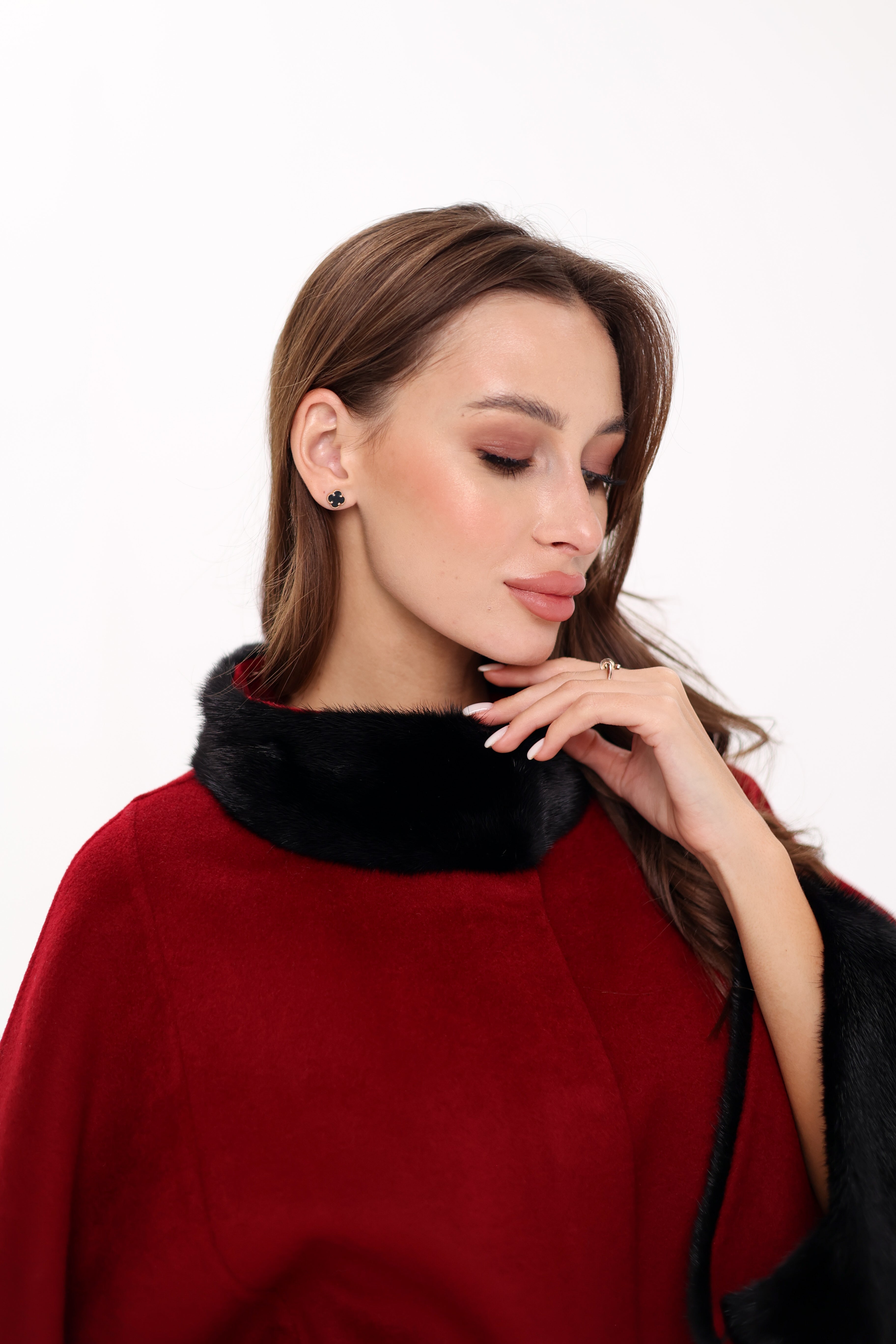 Genuine Scandinavian Mink Fur Double Face Wool Poncho - Energize Trek