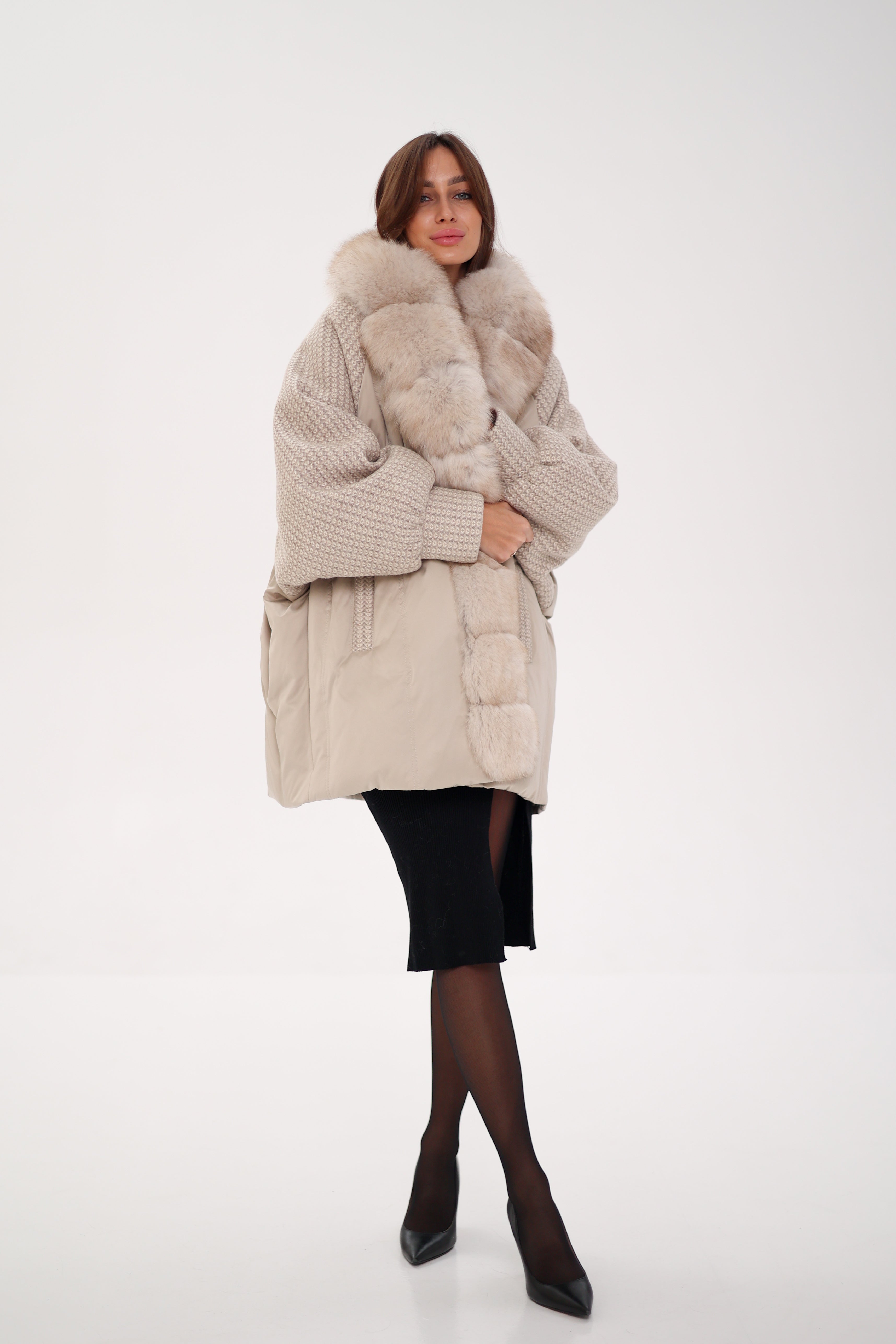 Genuine Polar Fox Boucle Down Coat - Energize Trek