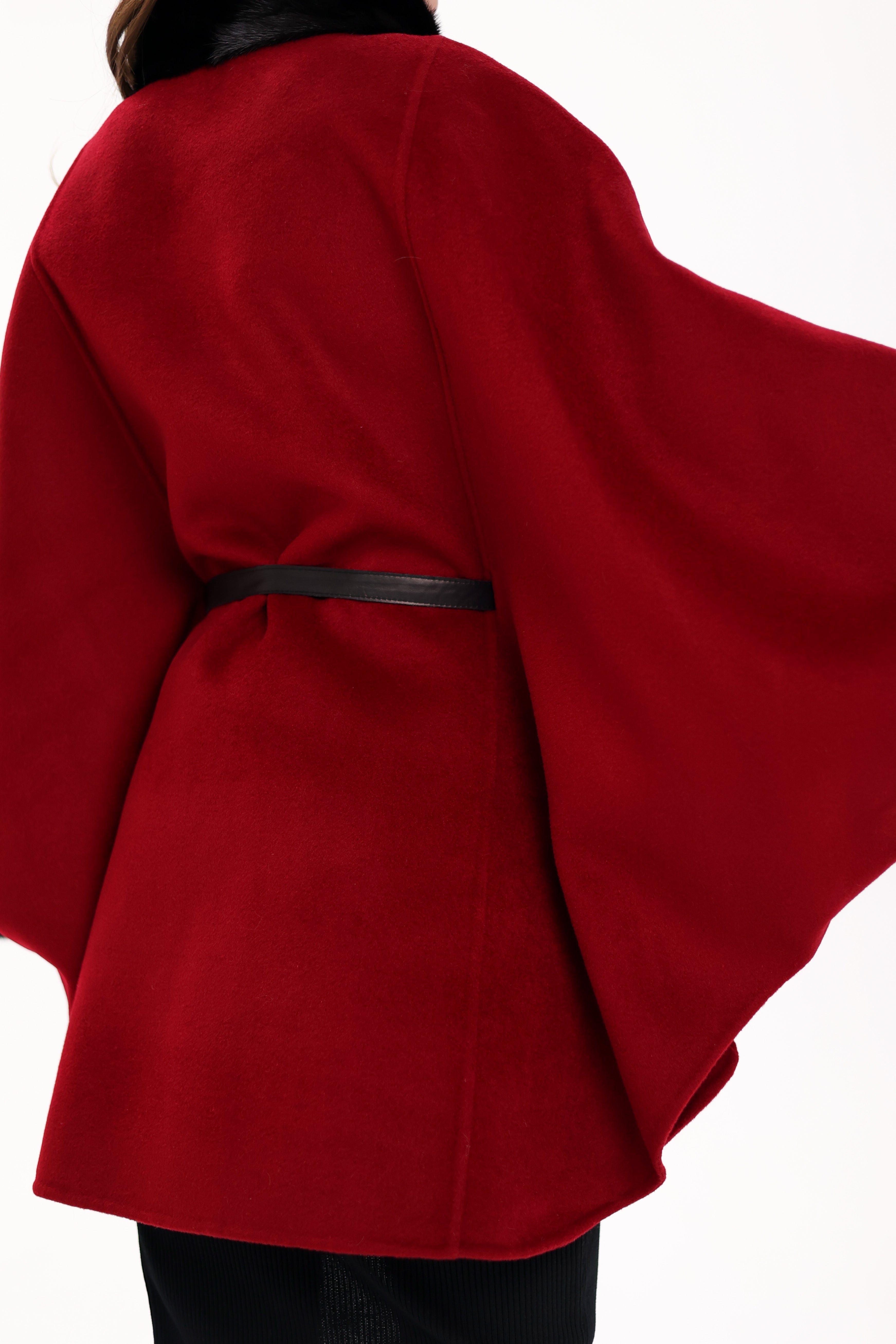 Genuine Scandinavian Mink Fur Double Face Wool Poncho - Energize Trek
