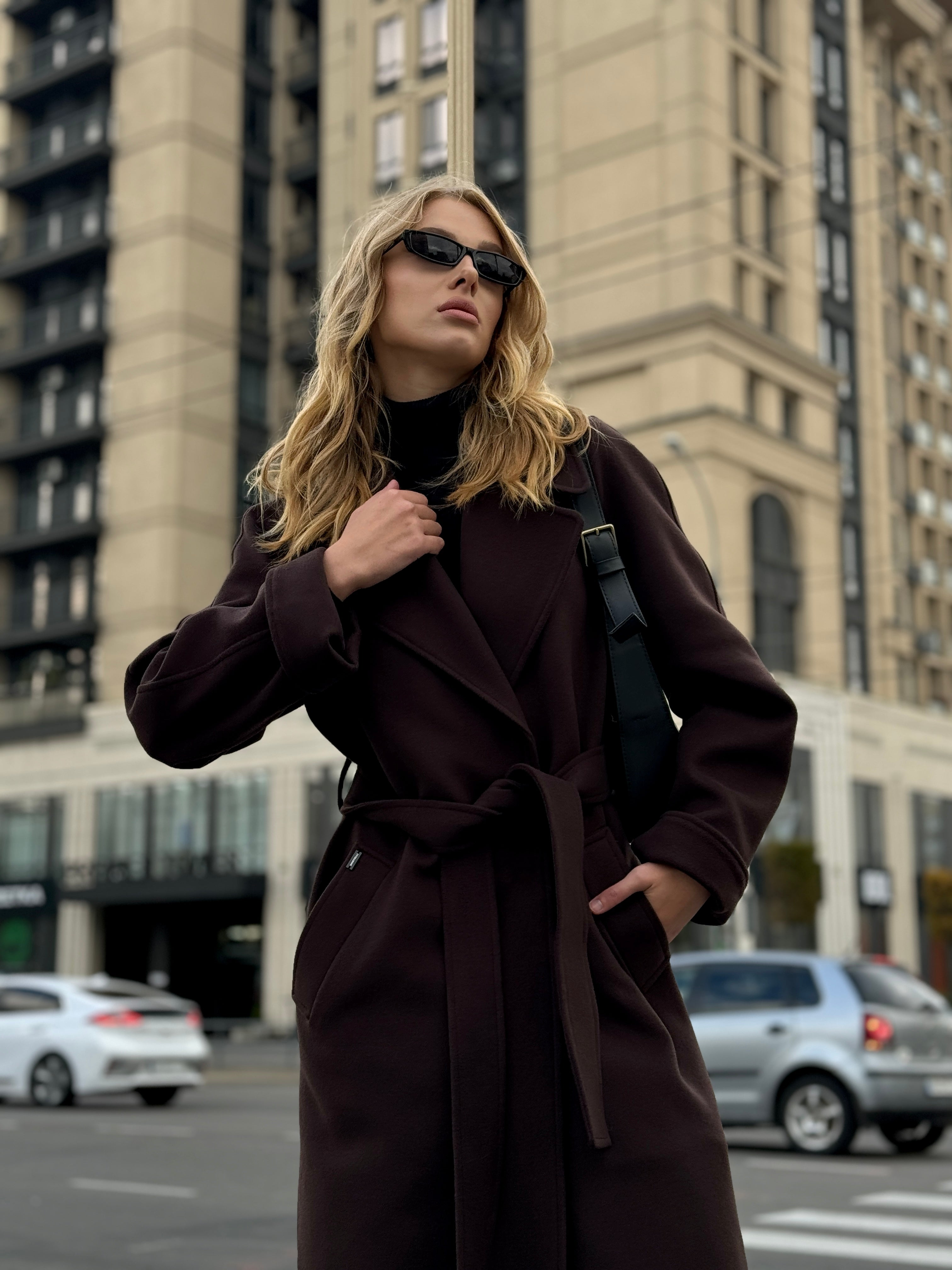 Emily Classic Wool Blend Overcoat in Rich Chocolate - Energize Trek