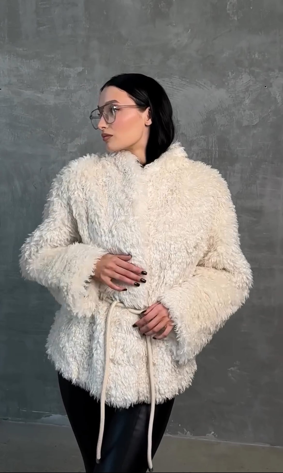 Faux Fur Coat with Leather Belt - Energize Trek
