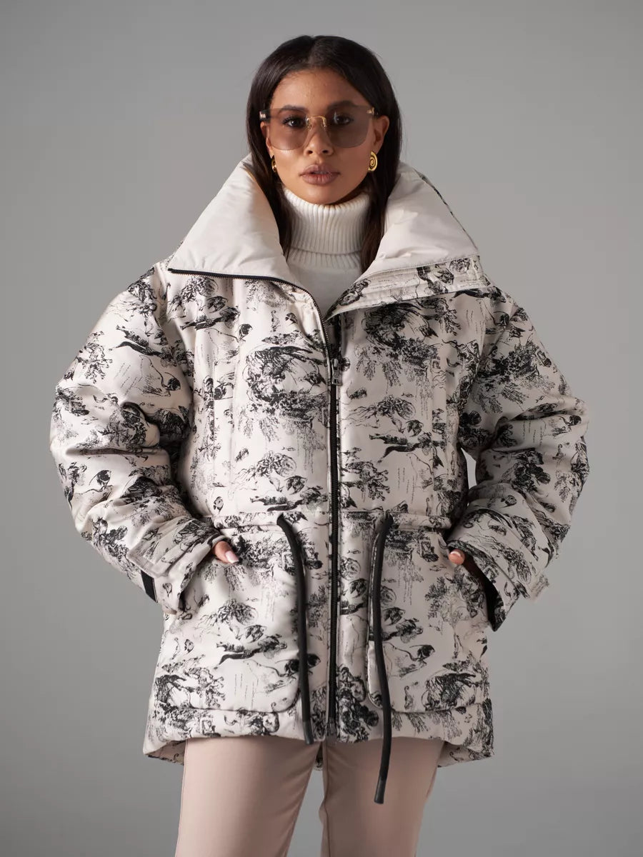 Monochrome Jacquard Down Fill Coat - Energize Trek