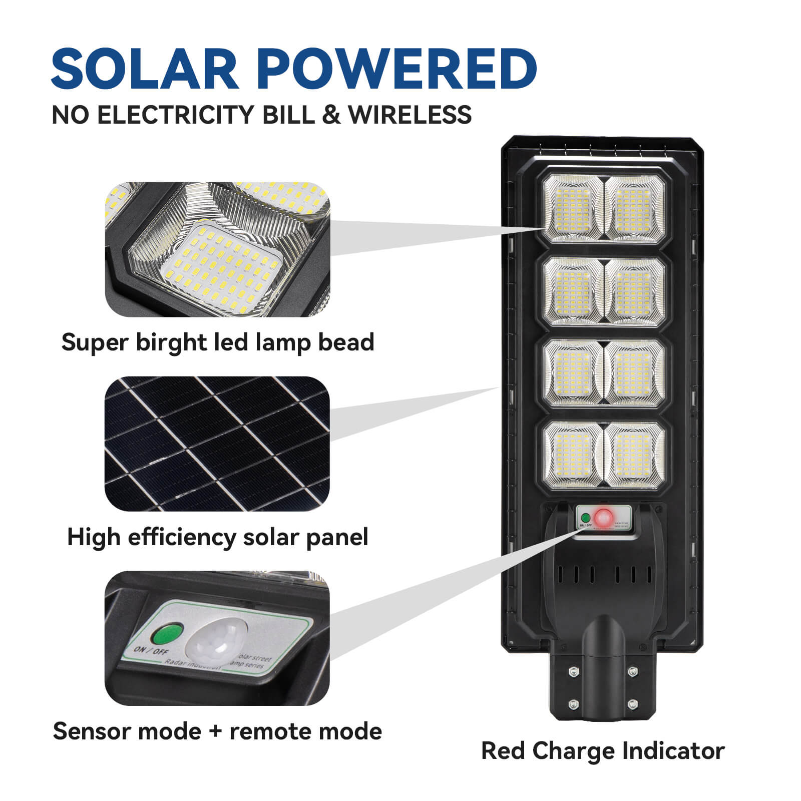 4 pack 200W solar street lights 20000 lumens - Energize Trek