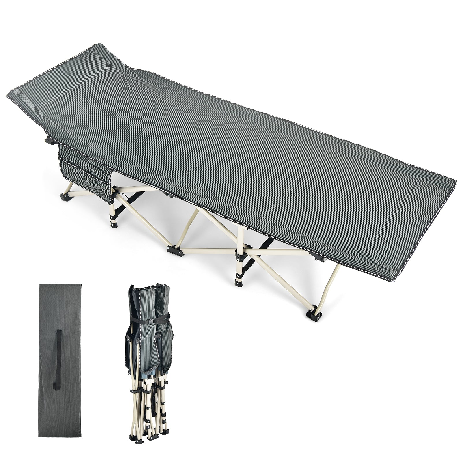 28.5 Inch Extra Wide Sleeping Cot for Adults with Carry Bag-Green