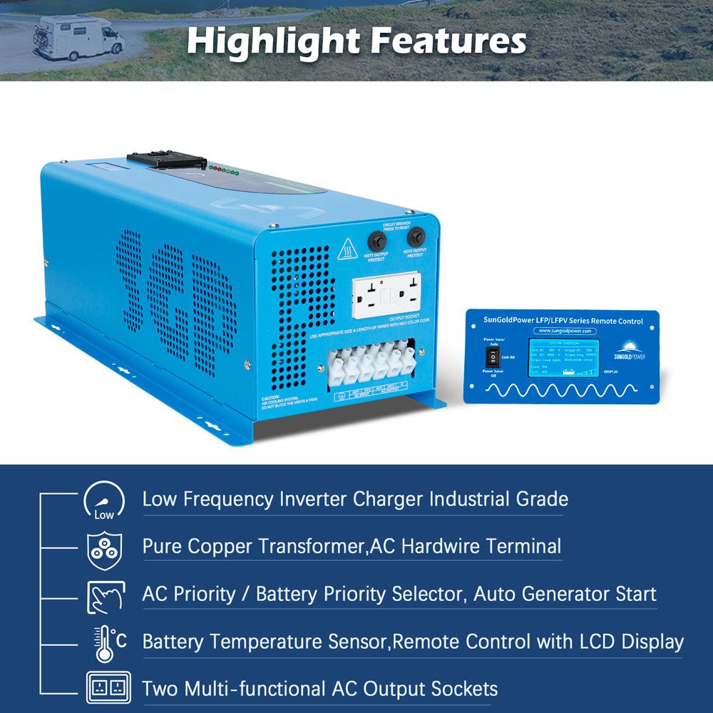 4000W DC 24V Split Phase Pure Sine Wave Inverter With Charger - Energize Trek