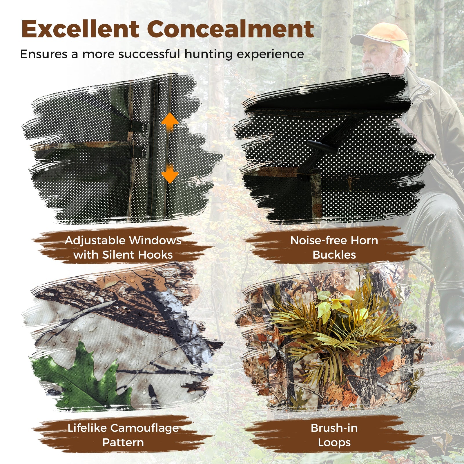 2-6 Person Side-by-Side Hunting Blinds Double One-way See-through Ground Blinds - Energize Trek