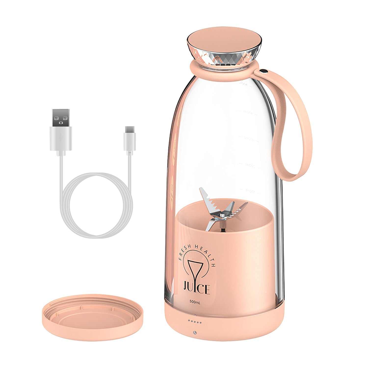 2-in-1 16.9OZ Portable Fruit Blender Electric Rechargeable Juice Cup for Shakes Smoothies Juice Personal Fruit Mixer with 6 Blades - Energize Trek
