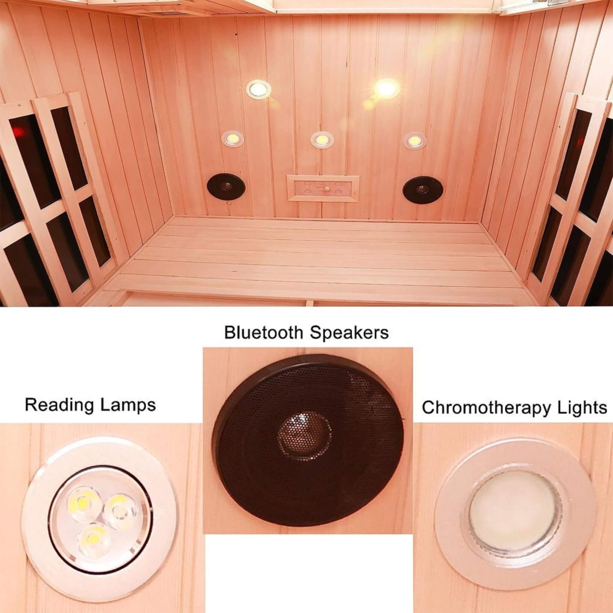 Premium 2-Person Low EMF FAR-Infrared Heat Wood Home Personal Spa Sauna With Ceramic Heaters, 1760W (SAK25714) - Energize Trek