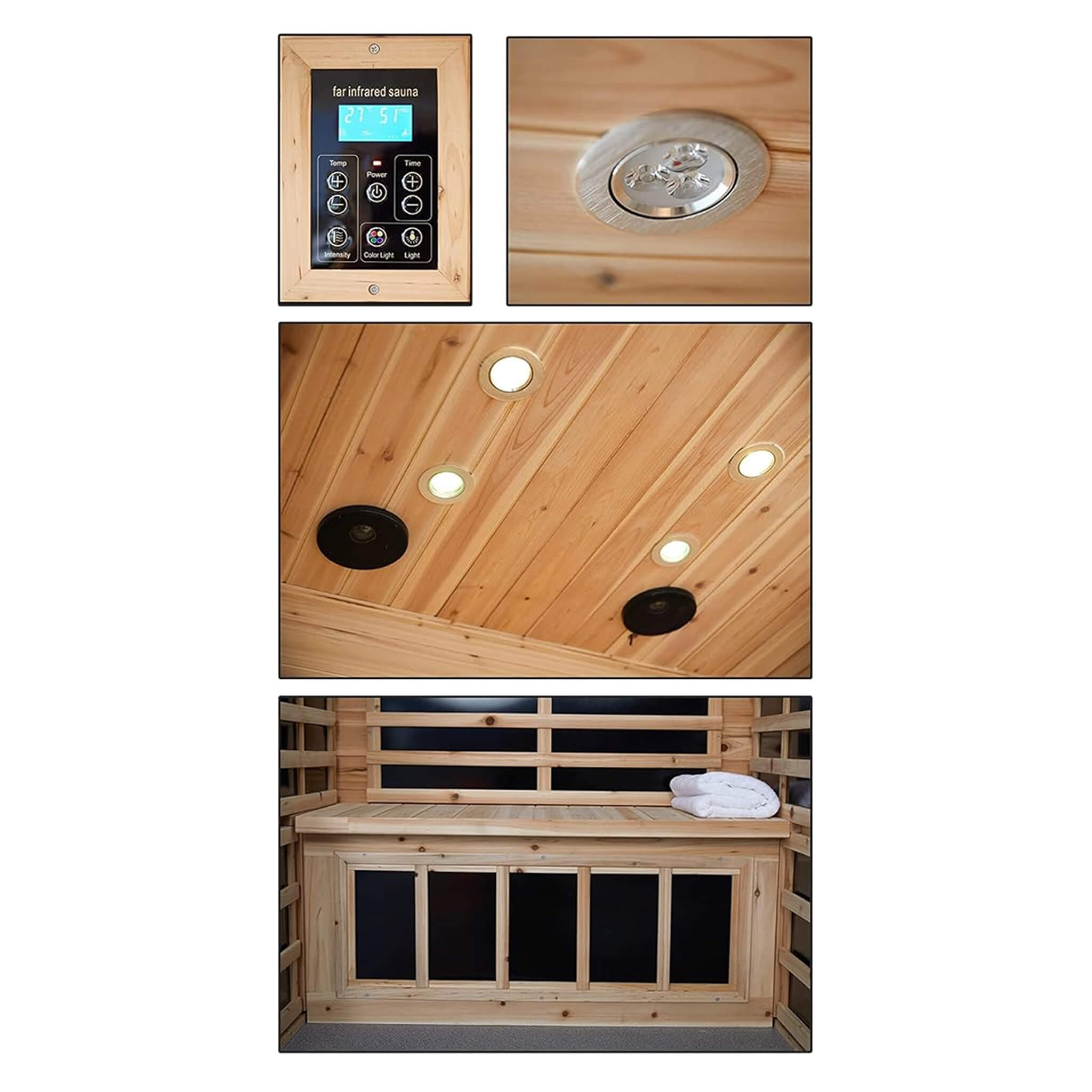 Luxury 2-Person Outdoor Low EMF Hemlock Infrared Sauna With Bluetooth And Chromotherapy Light (SAK97318) - Energize Trek