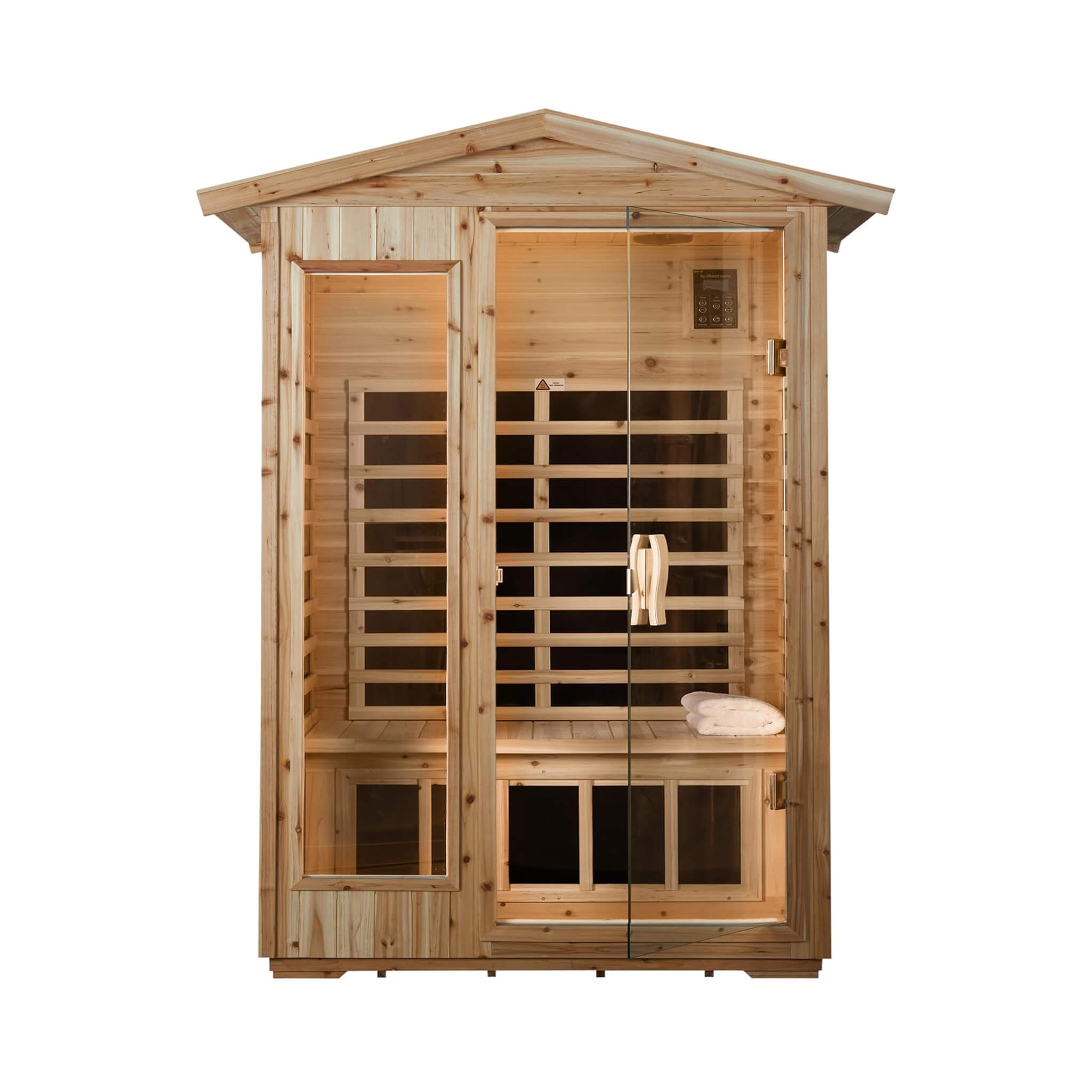Luxury 2-Person Outdoor Low EMF Hemlock Infrared Sauna With Bluetooth And Chromotherapy Light (SAK97318) - Energize Trek