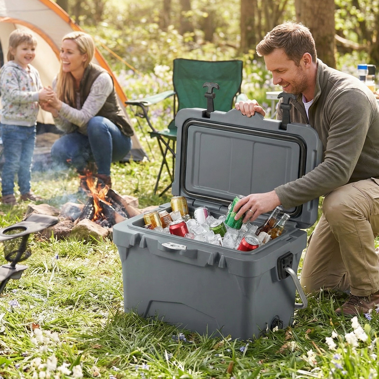 20 Quart Portable Hard Cooler with Built-in Ruler and Bottle - Energize Trek