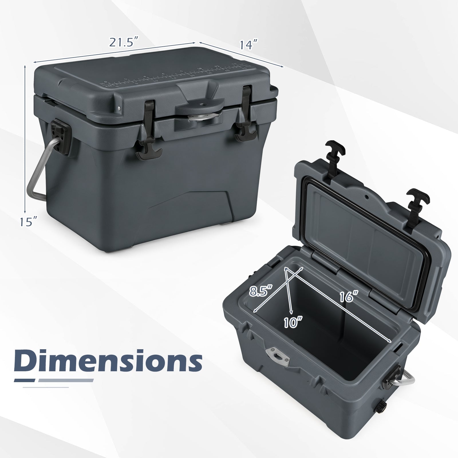 20 Quart Portable Hard Cooler with Built-in Ruler and Bottle - Energize Trek