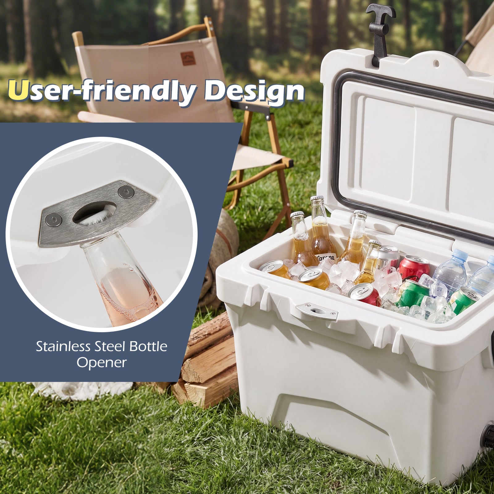 20 Quart Portable Hard Cooler with Built-in Ruler and Bottle - Energize Trek