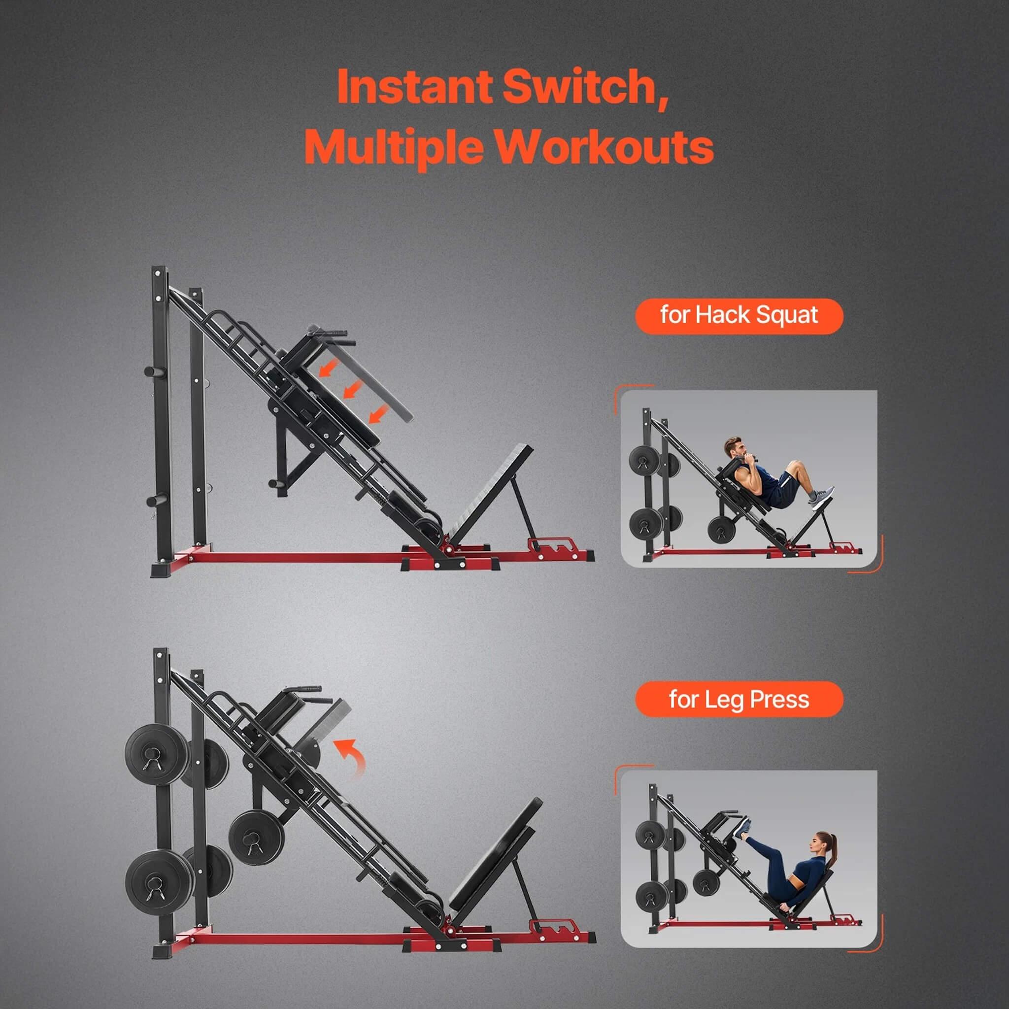 2000LBS Adjustable Leg Press And Hack Squat Machine For Home Gym Workouts (SAK53148) - Energize Trek