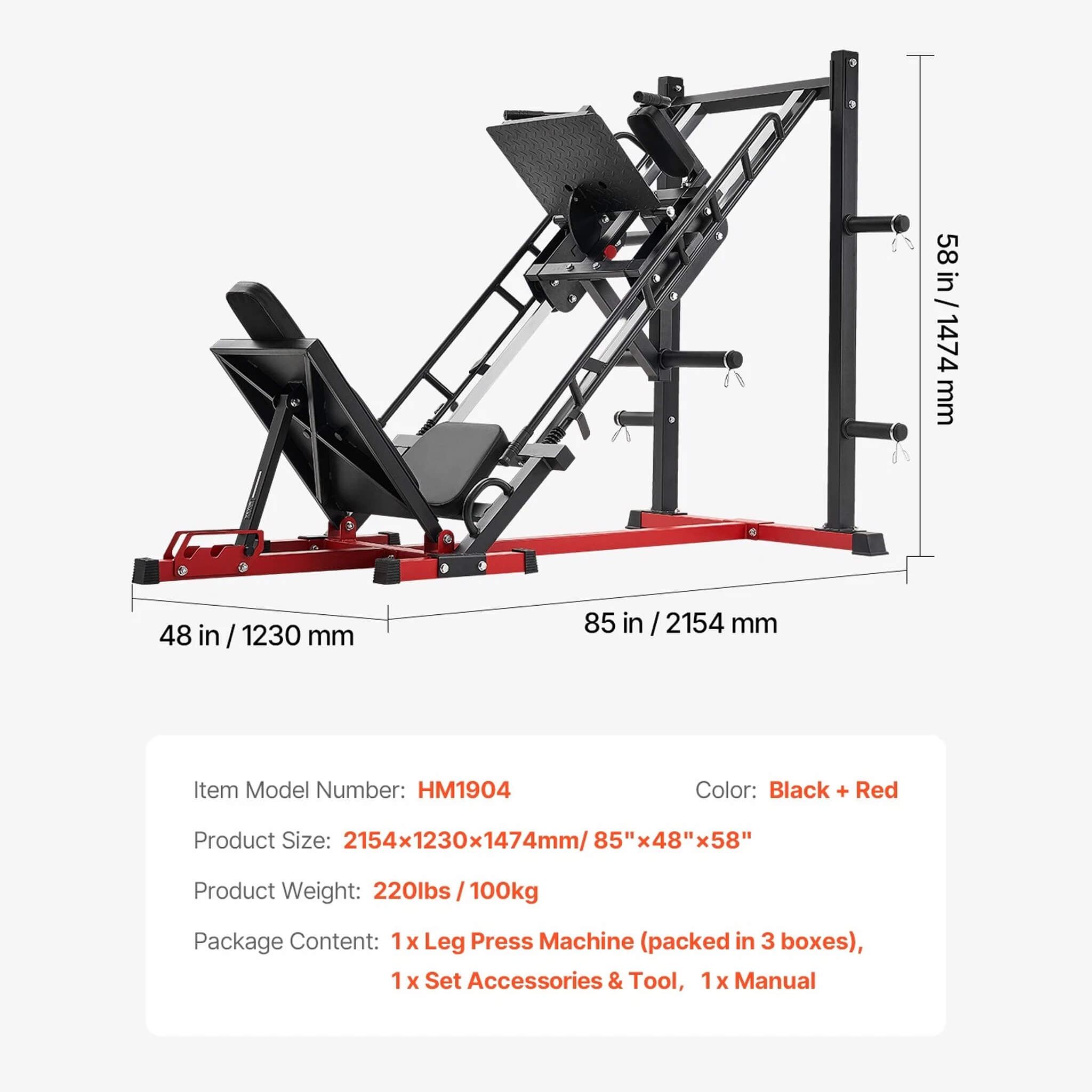 2000LBS Adjustable Leg Press And Hack Squat Machine For Home Gym Workouts (SAK53148) - Energize Trek
