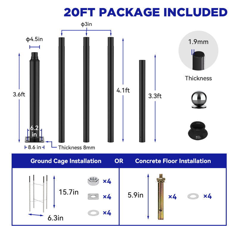 1800W solar street light with 20ft /16ft pole - Energize Trek