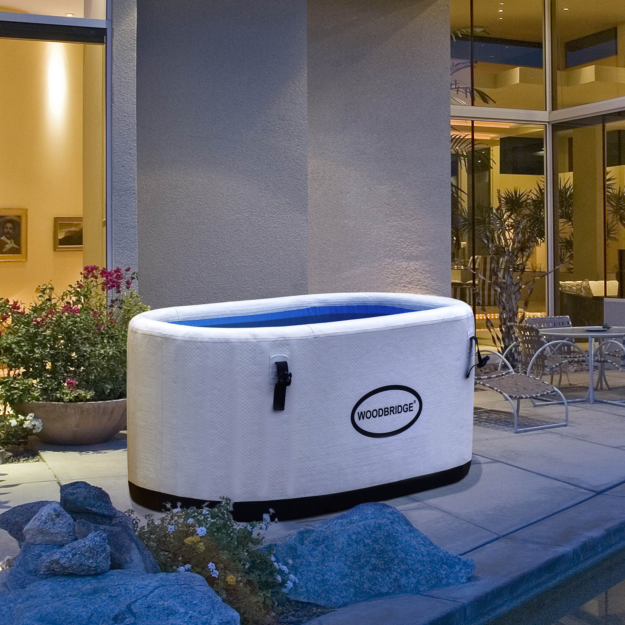 WOODBRIDGE Inflatable Oval Ice Bath Cold Plunge Tub with PVC Insulated Lid, Hand Pump and Repair Kit Included, Anti-Slid Bottom - Energize Trek