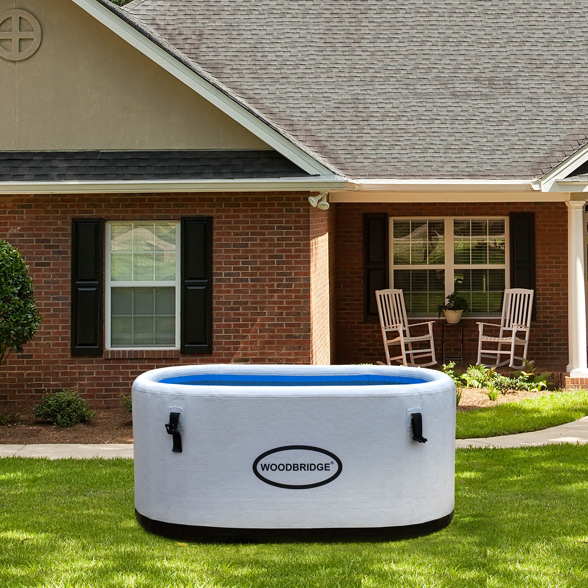 WOODBRIDGE Inflatable Oval Ice Bath Cold Plunge Tub with PVC Insulated Lid, Hand Pump and Repair Kit Included, Anti-Slid Bottom - Energize Trek