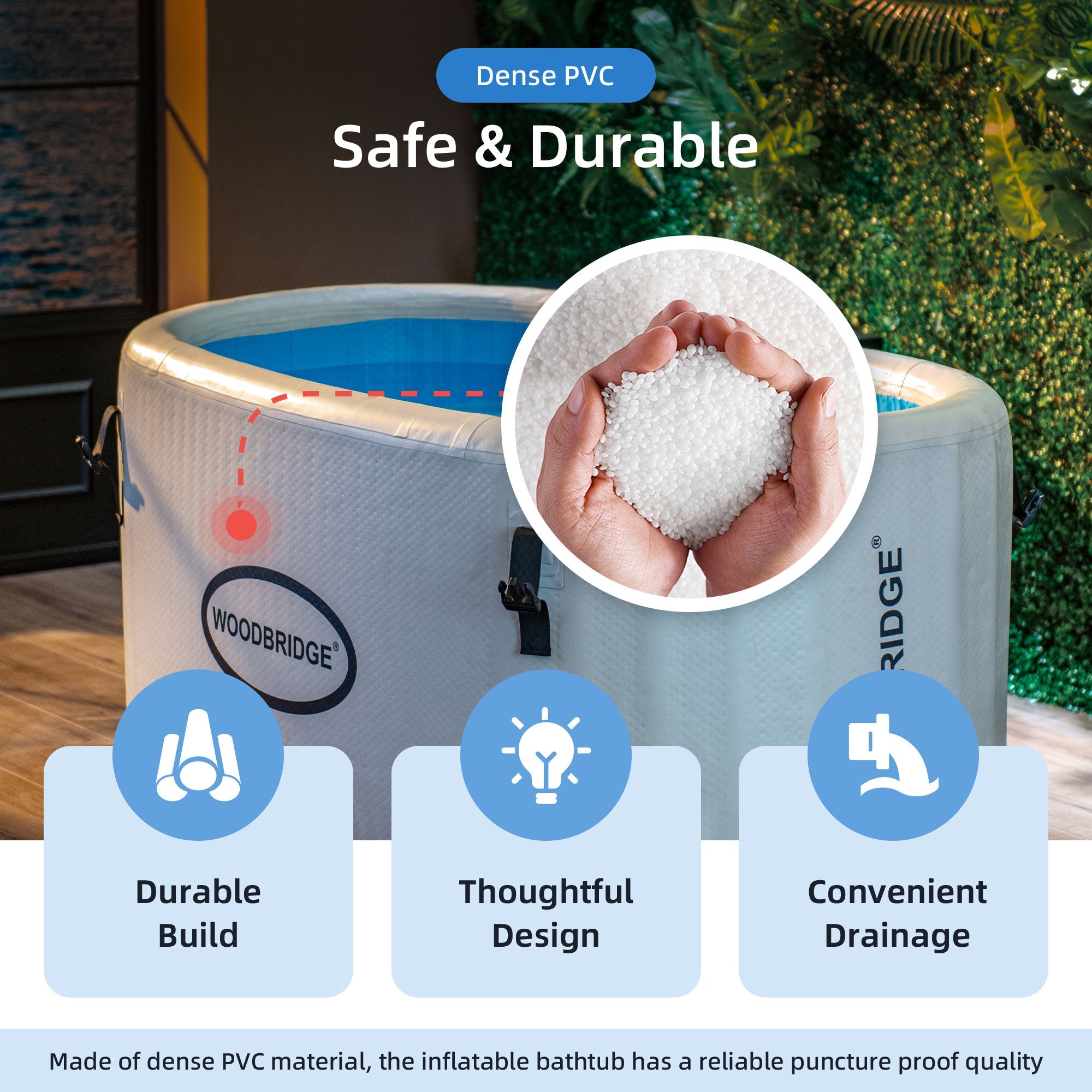 WOODBRIDGE Inflatable Cold Plunge Tub with 1 HP Cooling and Heating Chiller,Filter circulation system, PVC Insulated Lid, Hand Pump and Repair Kit Included, Anti-Slid Bottom - Energize Trek