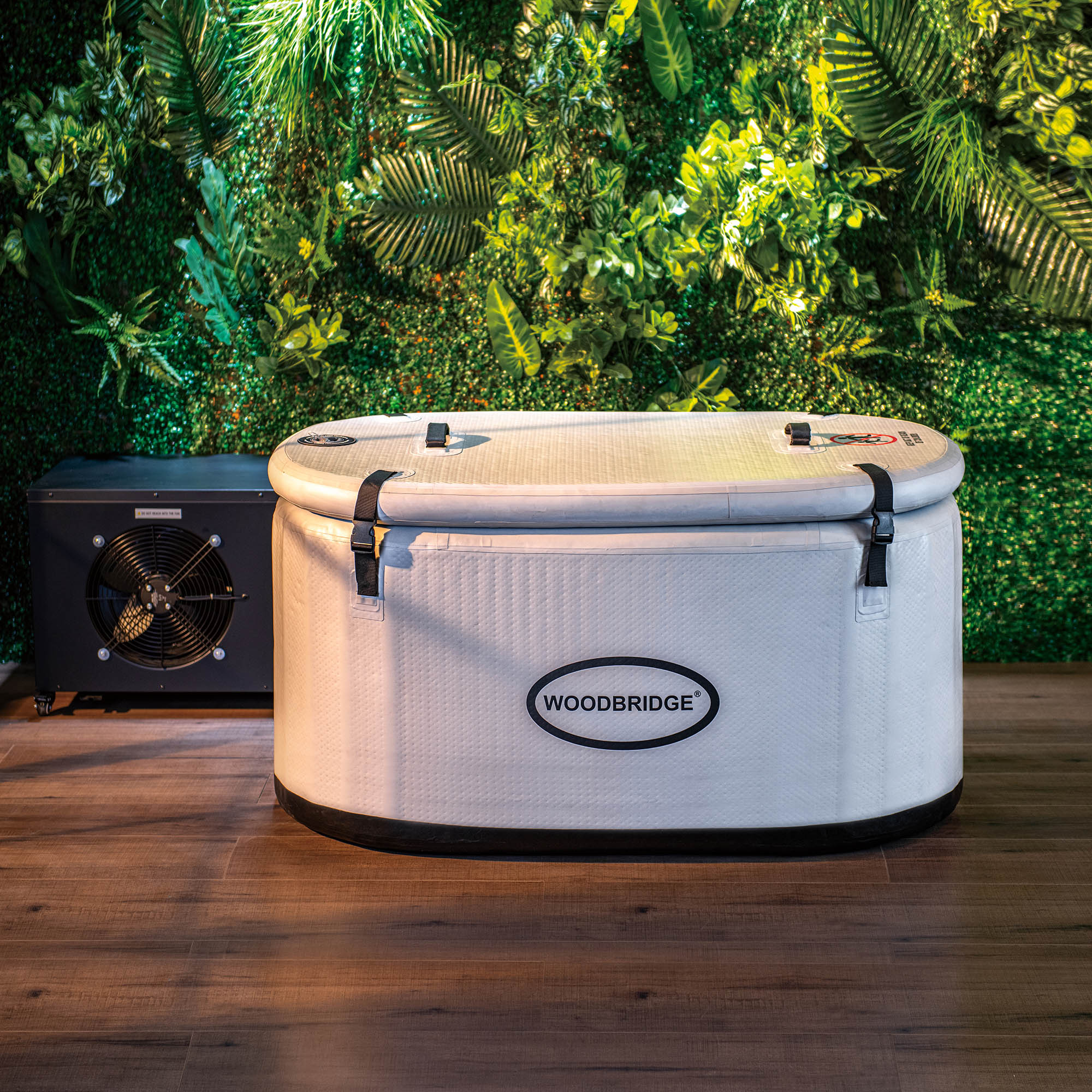 WOODBRIDGE Inflatable Cold Plunge Tub with 1 HP Cooling and Heating Chiller,Filter circulation system, PVC Insulated Lid, Hand Pump and Repair Kit Included, Anti-Slid Bottom - Energize Trek
