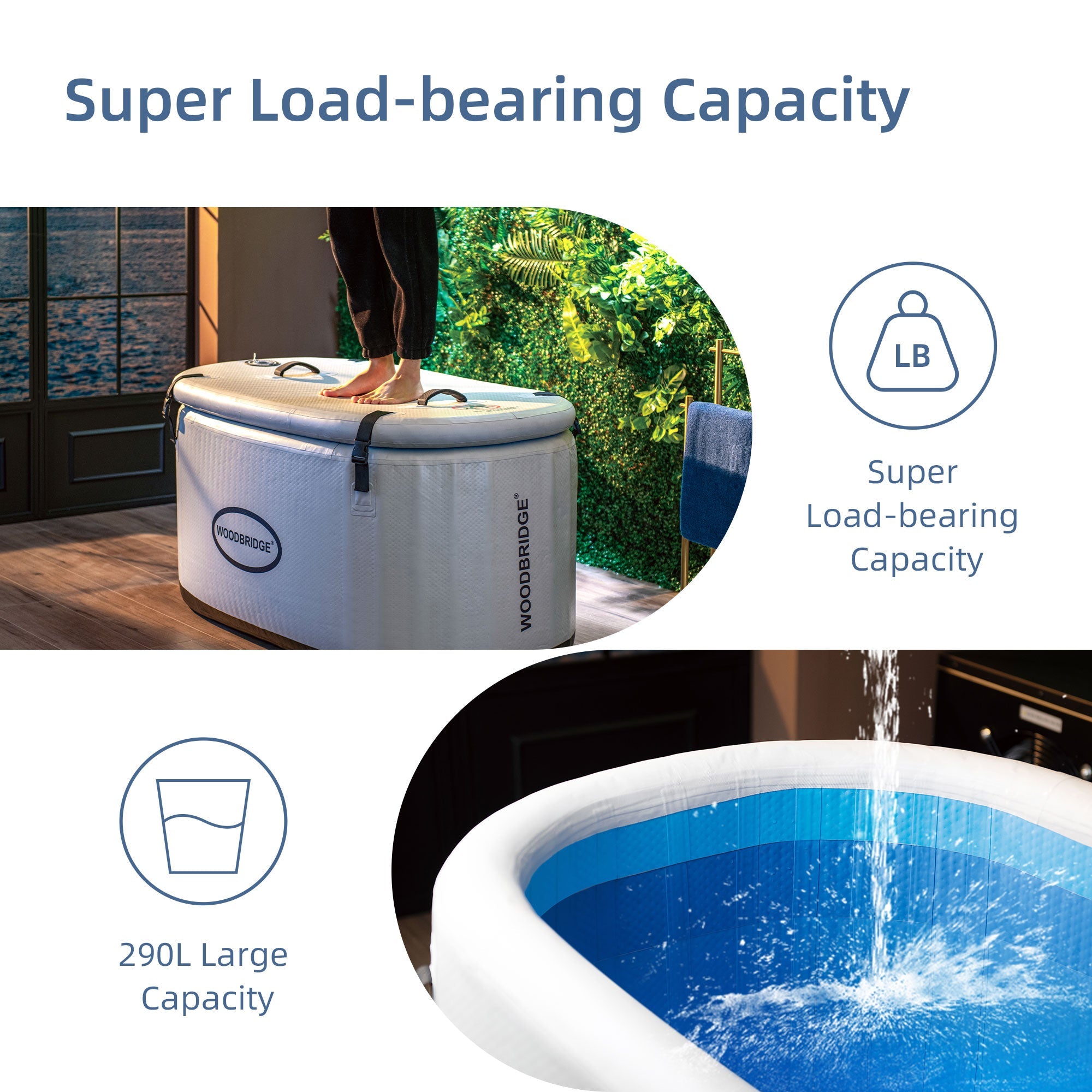 WOODBRIDGE Inflatable Oval Ice Bath Cold Plunge Tub with PVC Insulated Lid, Hand Pump and Repair Kit Included, Anti-Slid Bottom - Energize Trek