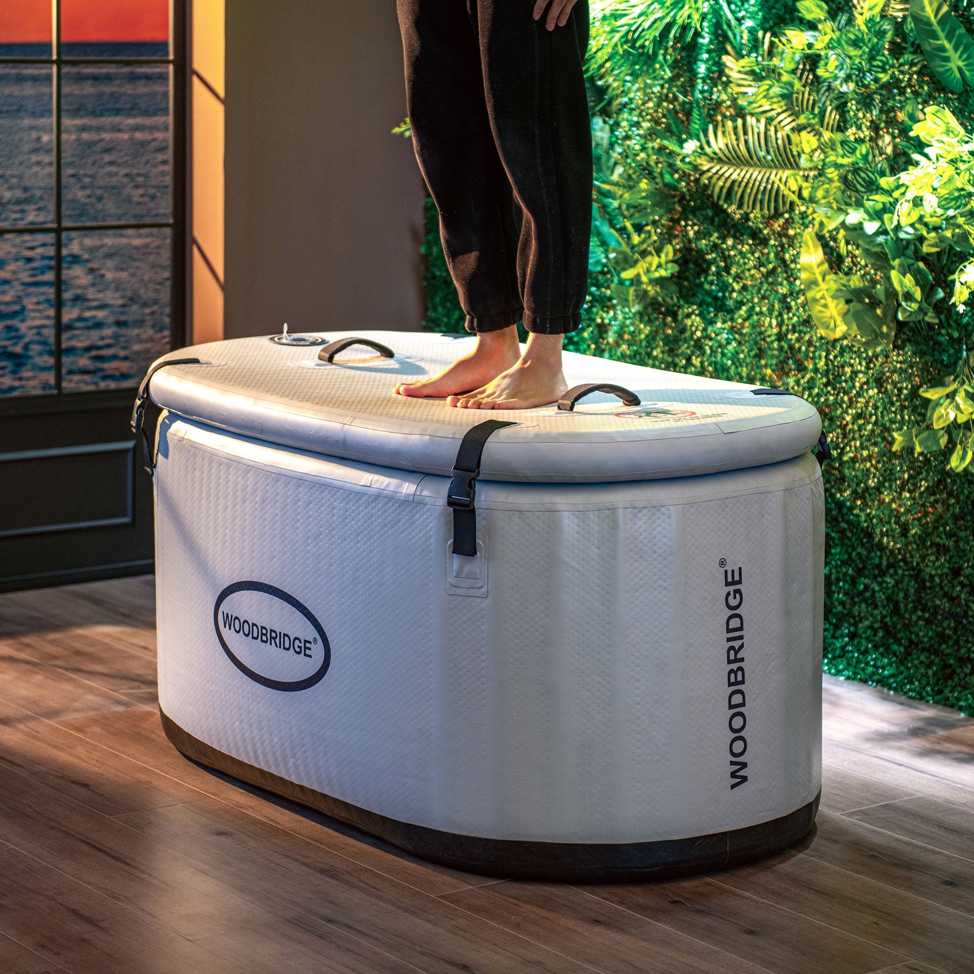 WOODBRIDGE Inflatable Oval Ice Bath Cold Plunge Tub with PVC Insulated Lid, Hand Pump and Repair Kit Included, Anti-Slid Bottom - Energize Trek