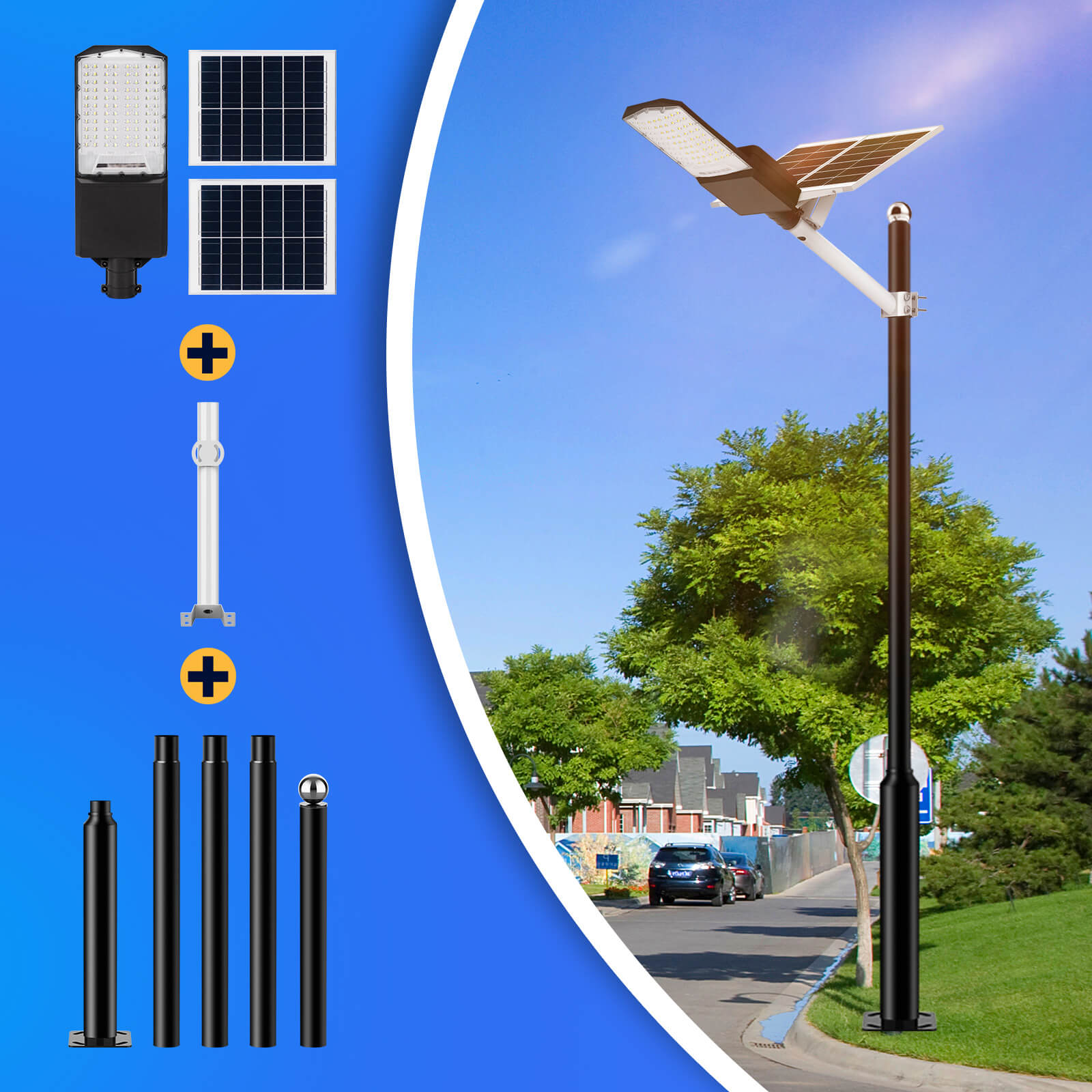 1200W solar street light with pole -30,000lumens - Energize Trek